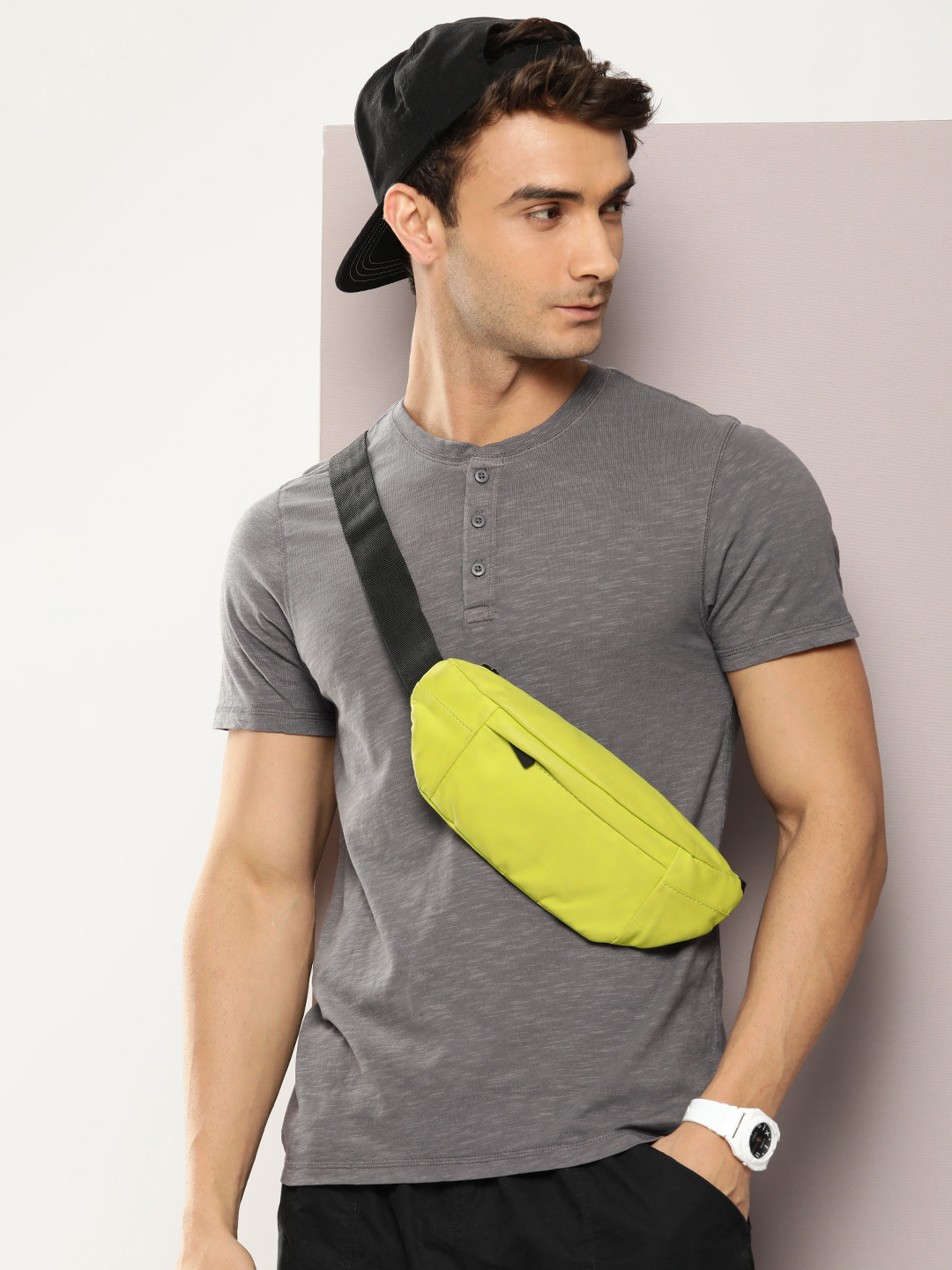 

Kook N Keech Men Henley Neck Pure Cotton T-shirt, Grey