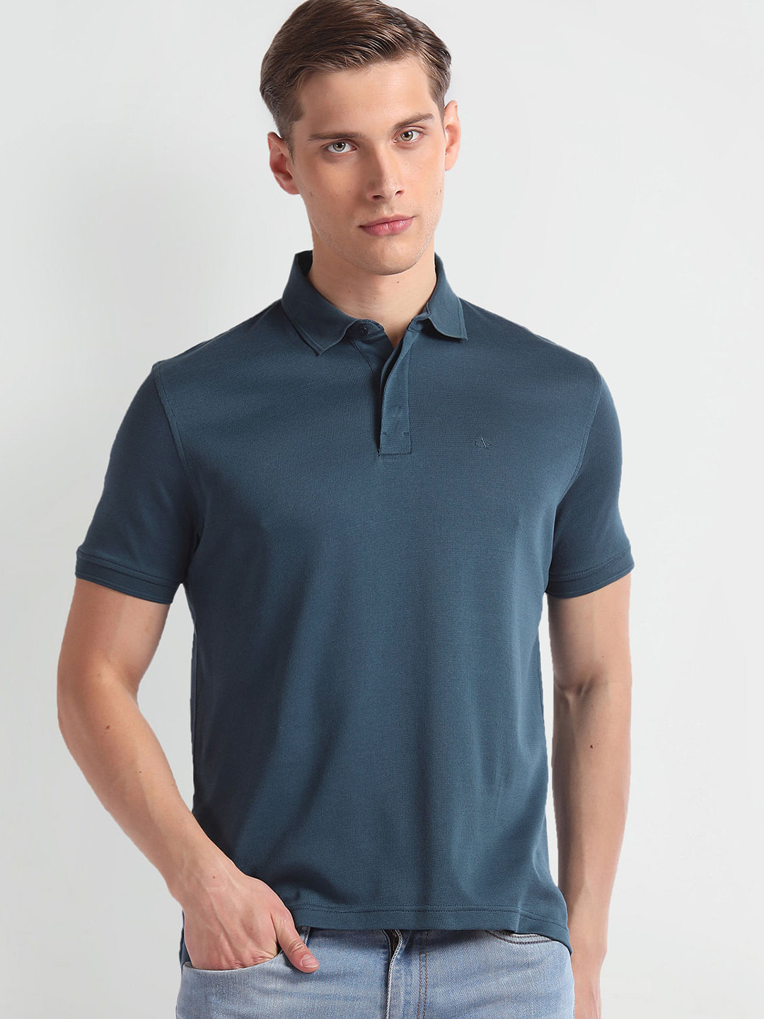 

Arrow Polo Collar Short Sleeves Cotton T-shirt, Green