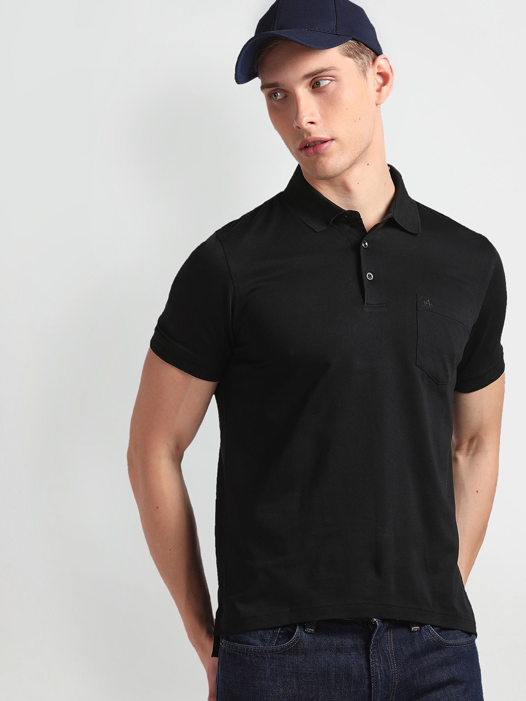 

Arrow Polo Collar Short Sleeves Cotton T-shirt, Black