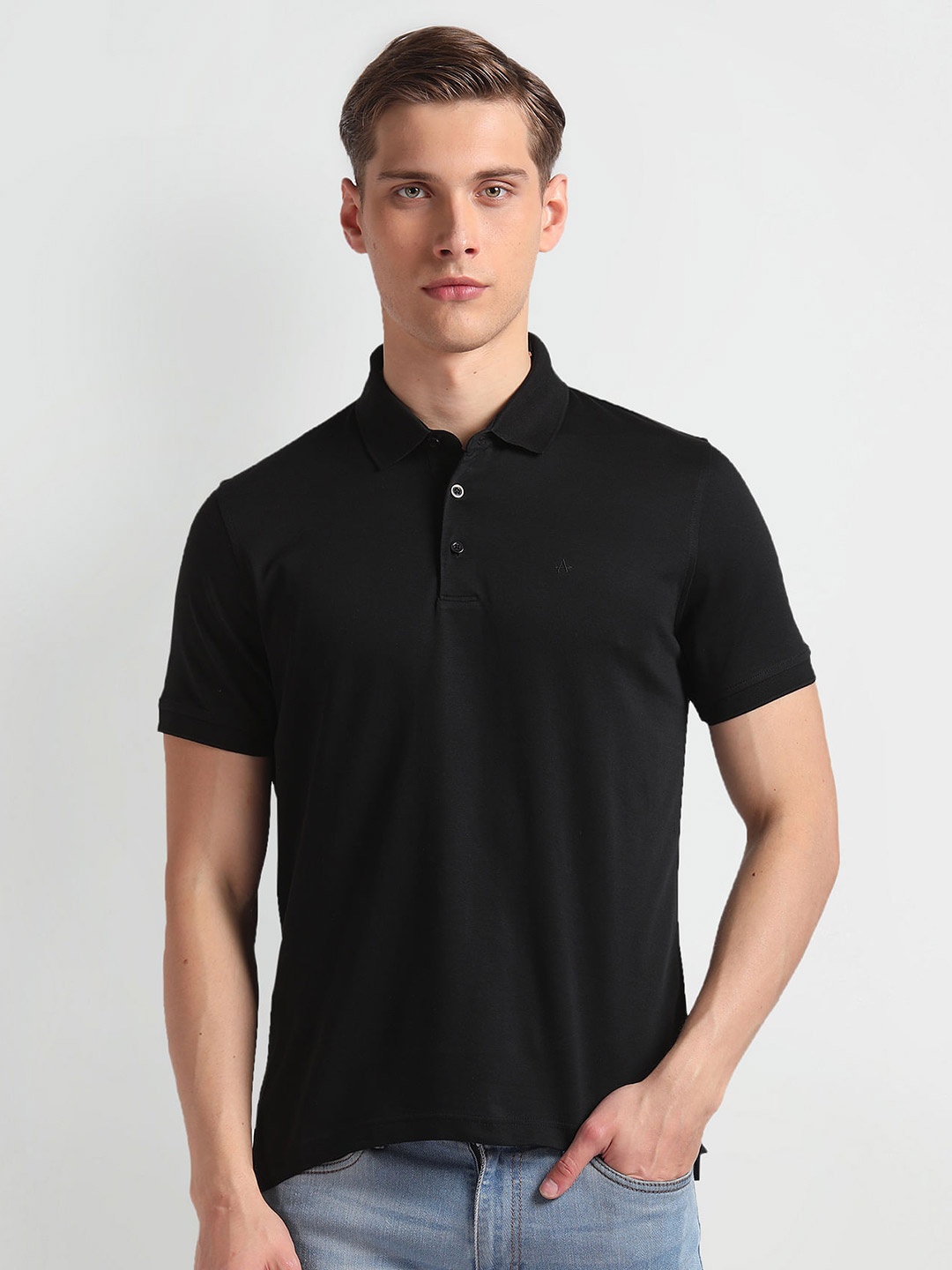 

Arrow Polo Collar Cotton T-shirt, Black