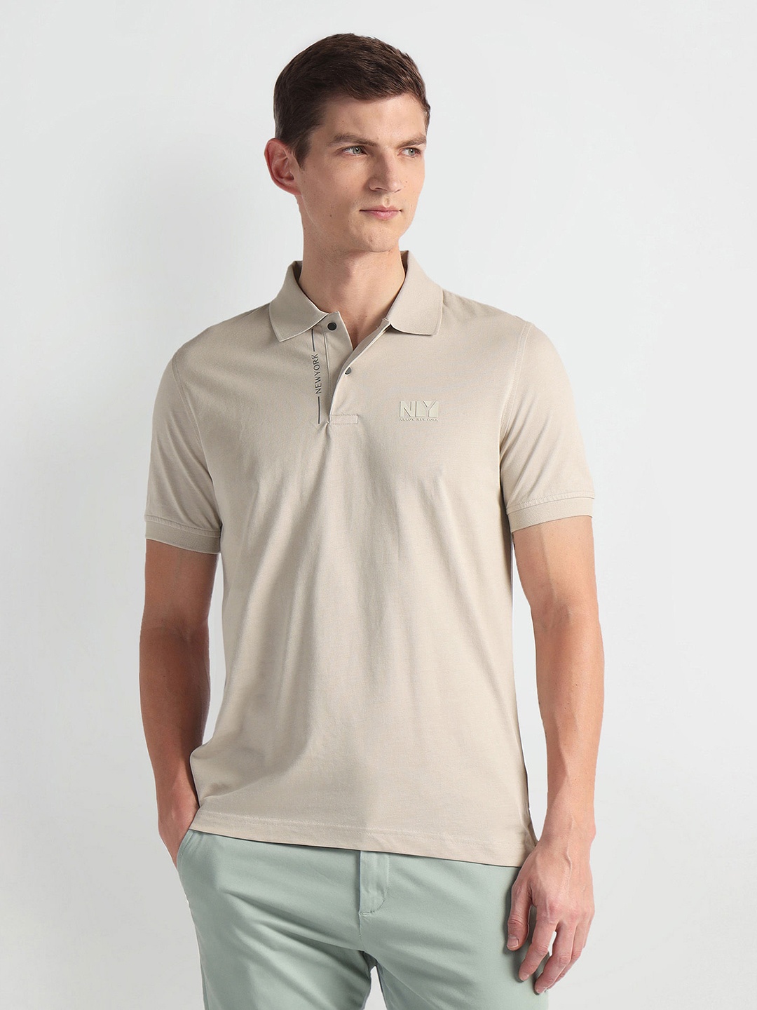 

Arrow New York Polo Collar Regular Fit Casual T-shirt, Beige