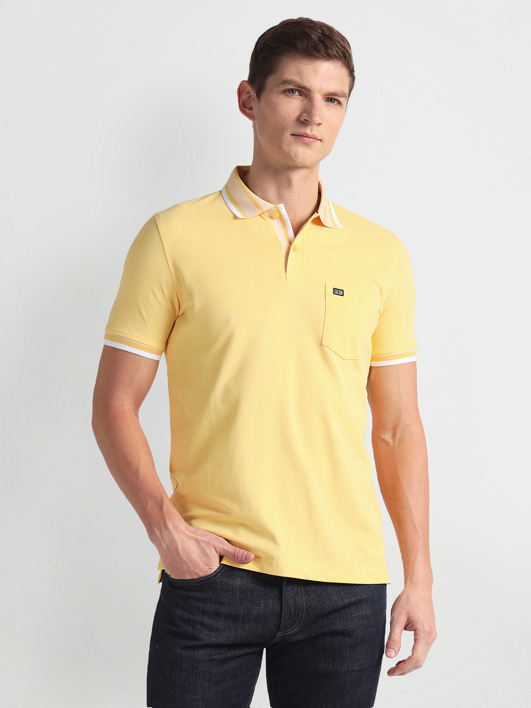 

Arrow Sport Short Sleeves Polo Collar T-shirt, Yellow