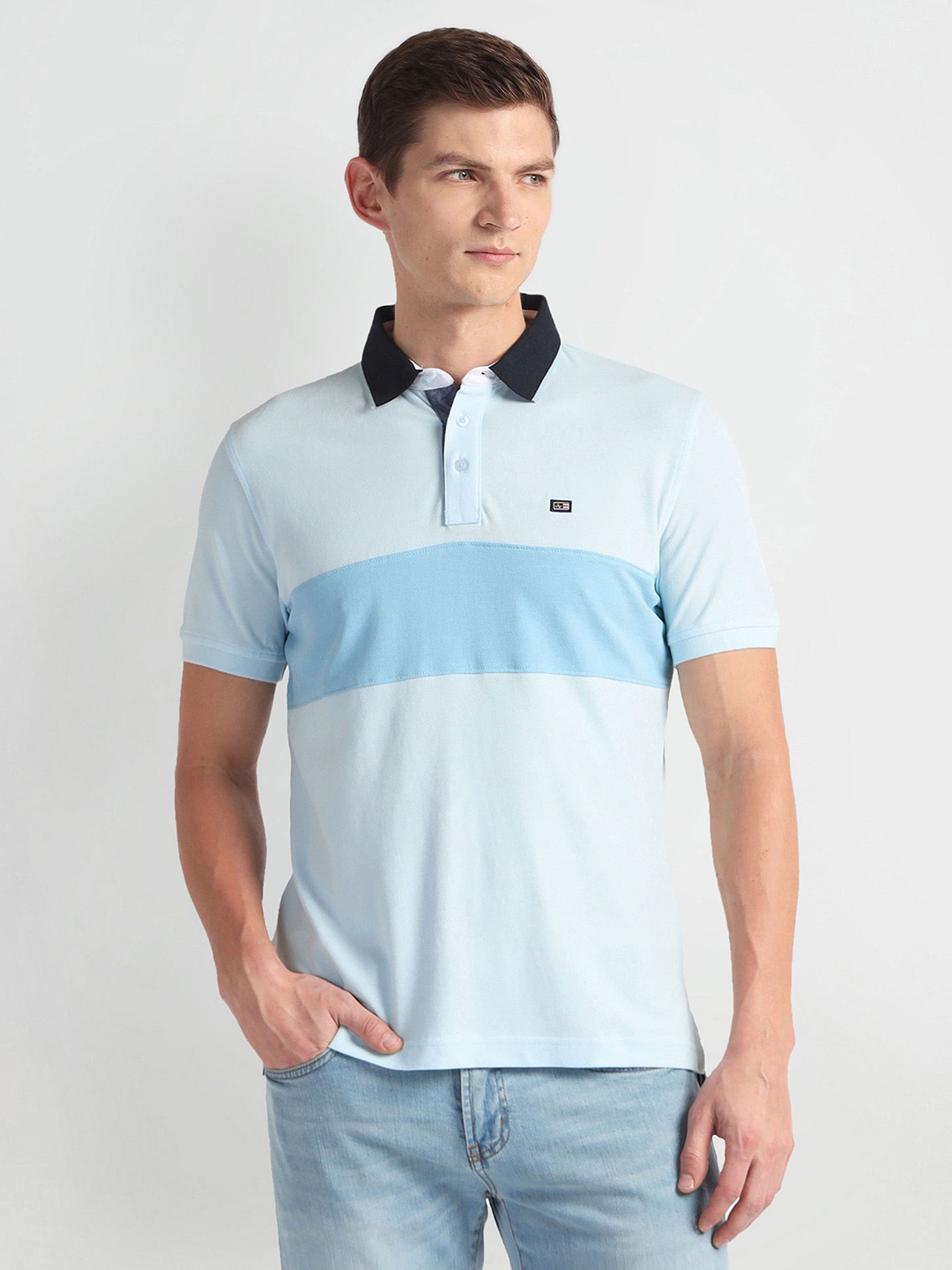 

Arrow Sport Striped Polo Collar T-shirt, Blue
