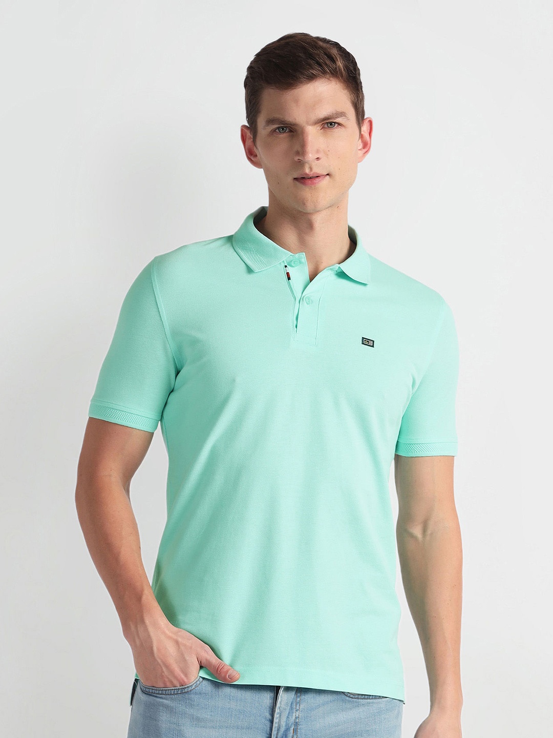 

Arrow Sport Polo Collar Short Sleeves Regular T-shirt, Turquoise blue