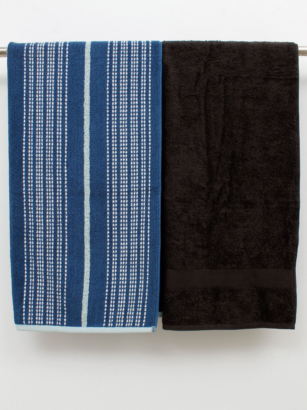 

AVI Living Blue & Black 2 Pcs 525 GSM Cotton Bath Towels