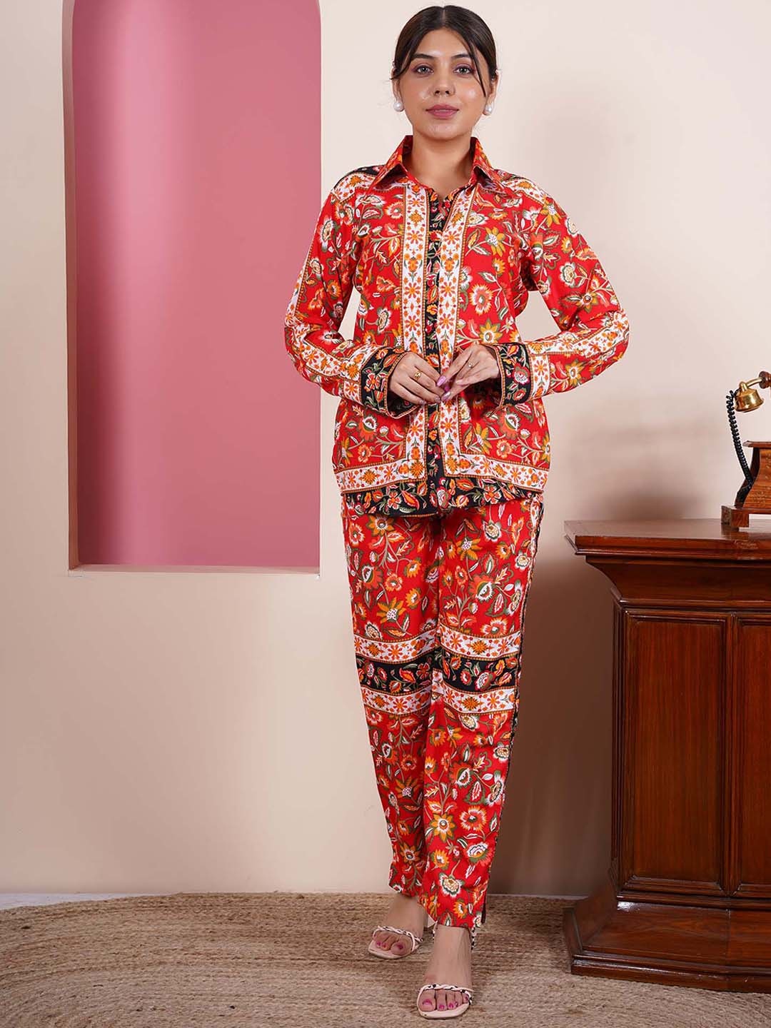 

Salvia Sky Printed Shirt With Trouser, Orange