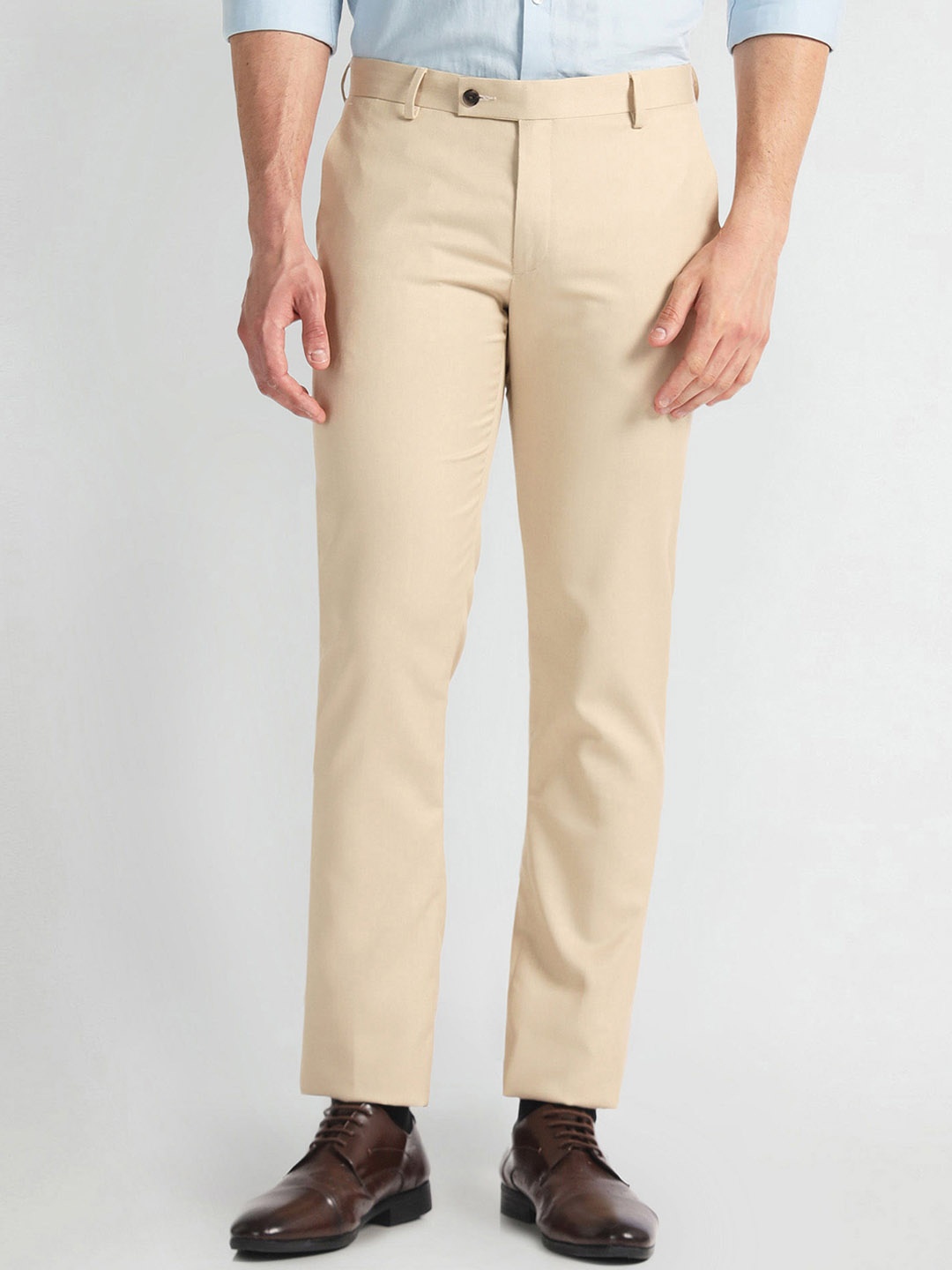 

Arrow Men Tapered Fit Formal Trousers, Beige