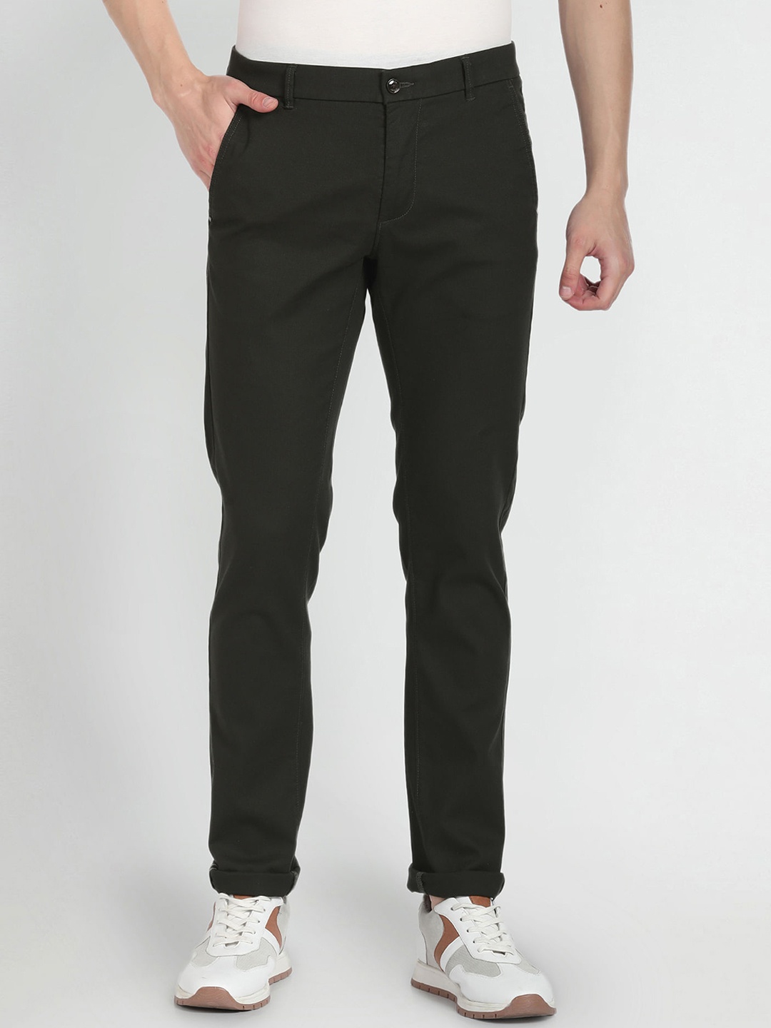 

Arrow Sport Men Slim Fit Cotton Formal Trouser, Green