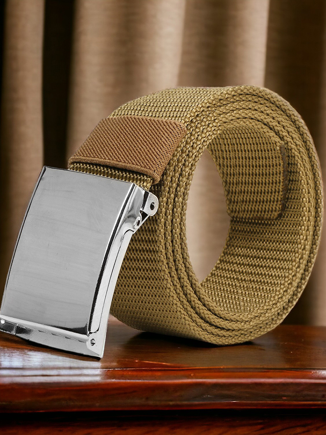 

Kastner Men Textured Canvas Belt, Beige