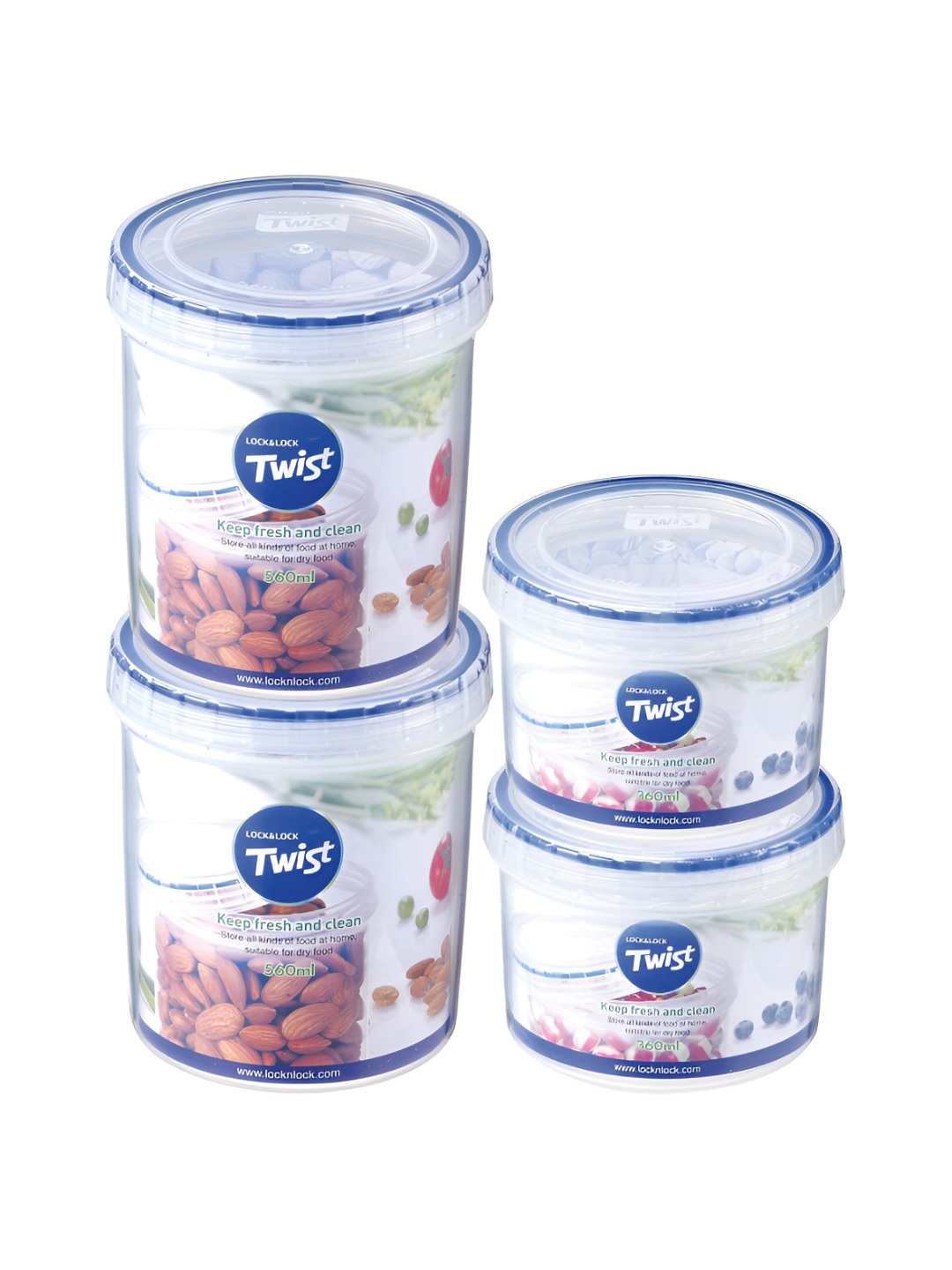 

Lock & Lock Transparent & Blue 4 Pieces Food Container