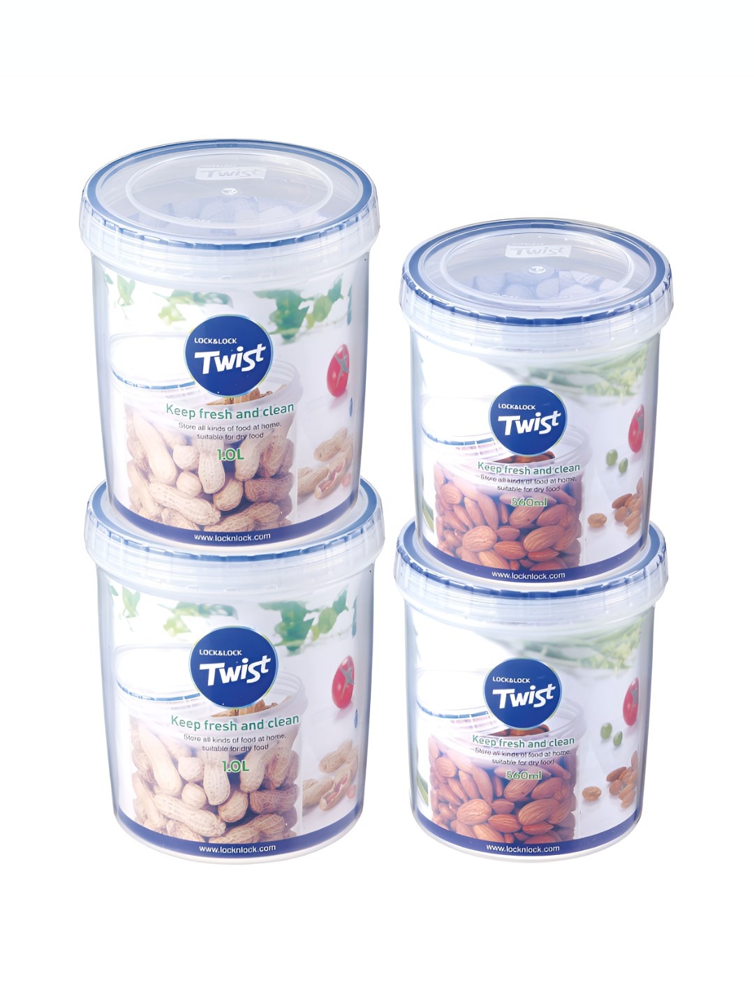 

Lock & Lock Transparent & Blue 4 Pieces Food Containers 560ml