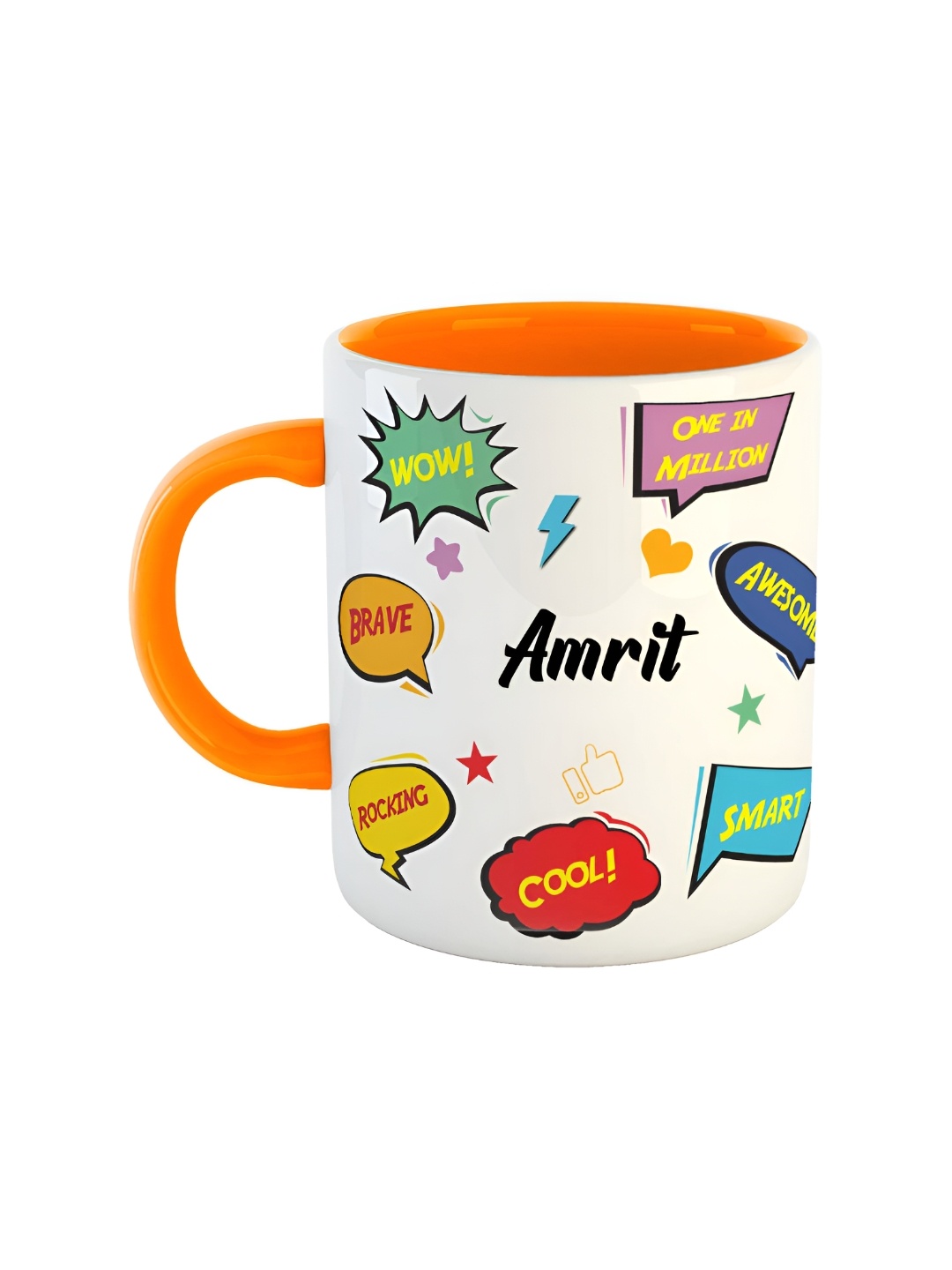 

ARTBUG Orange & White Typography Printed Ceramic Glossy Mug 350 ml