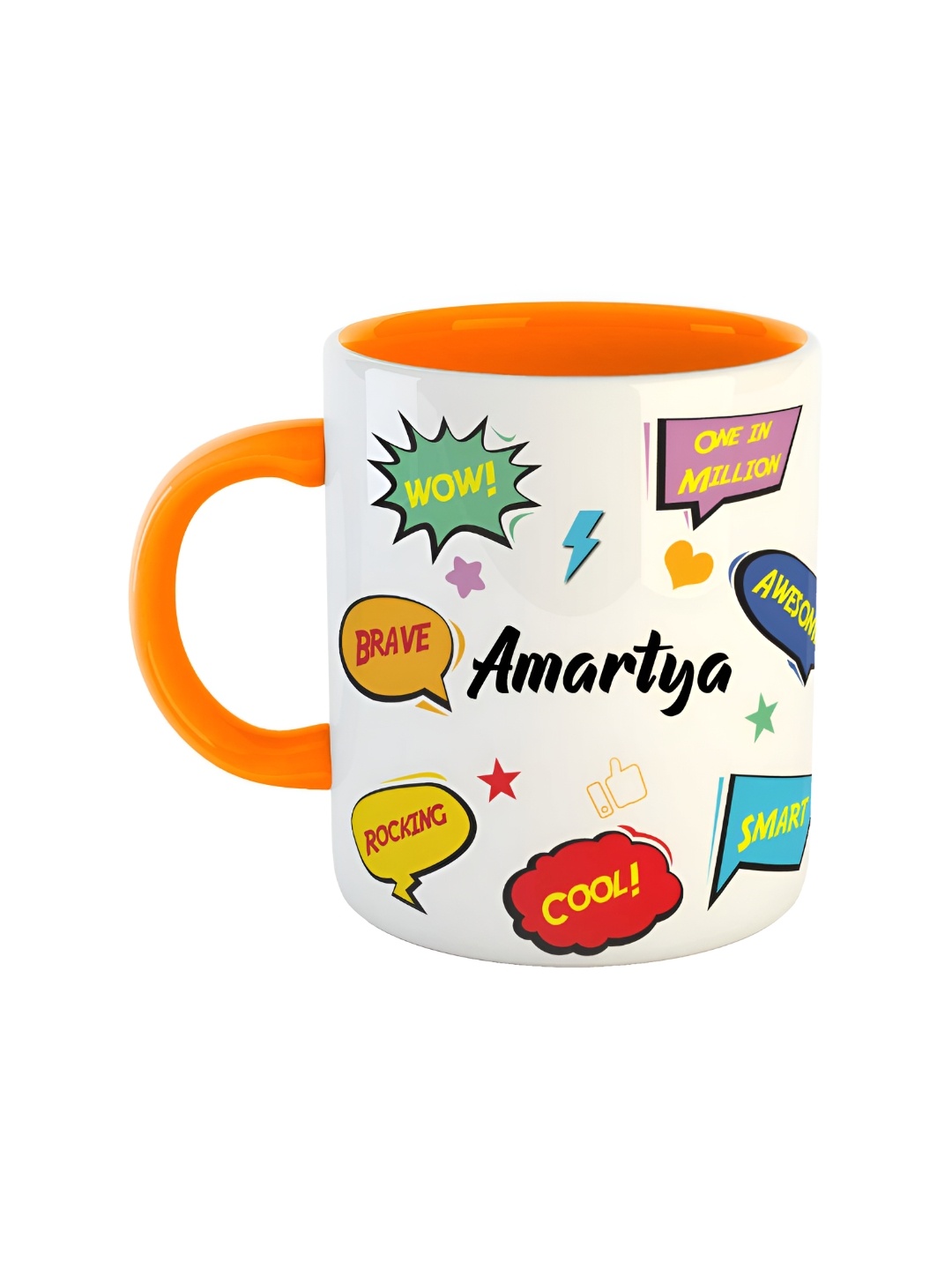 

ARTBUG Orange & White Typography Printed Ceramic Glossy Mug 350 ml