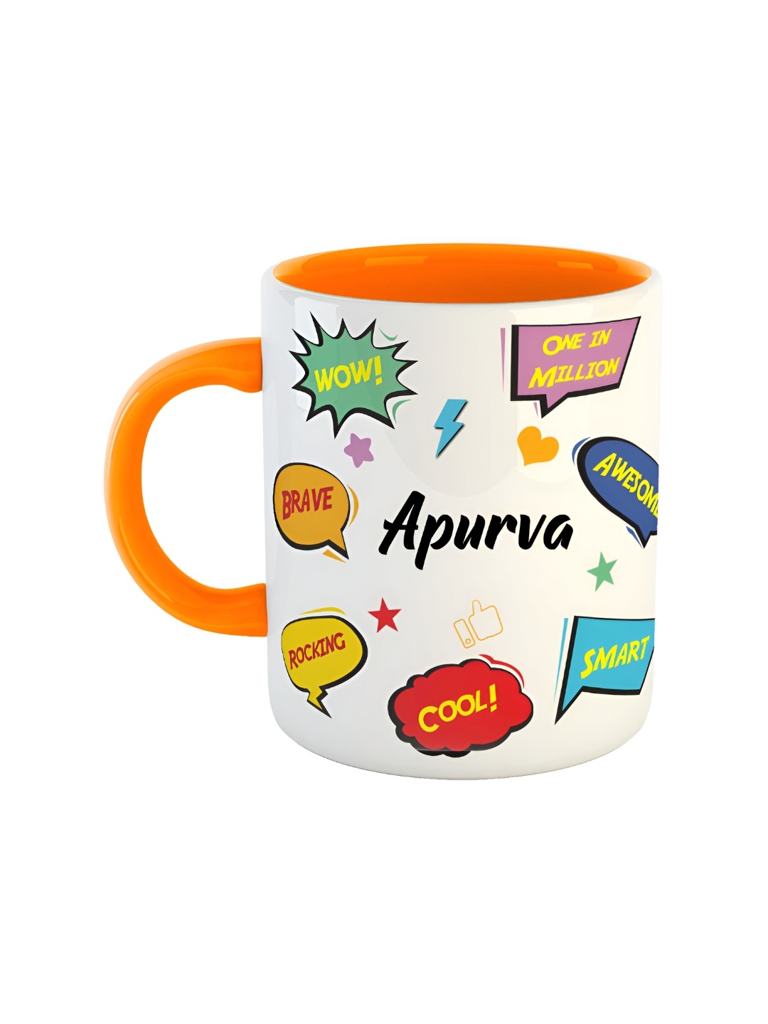 

ARTBUG Orange & White Text or Slogans Printed Ceramic Glossy Mug 350 ml