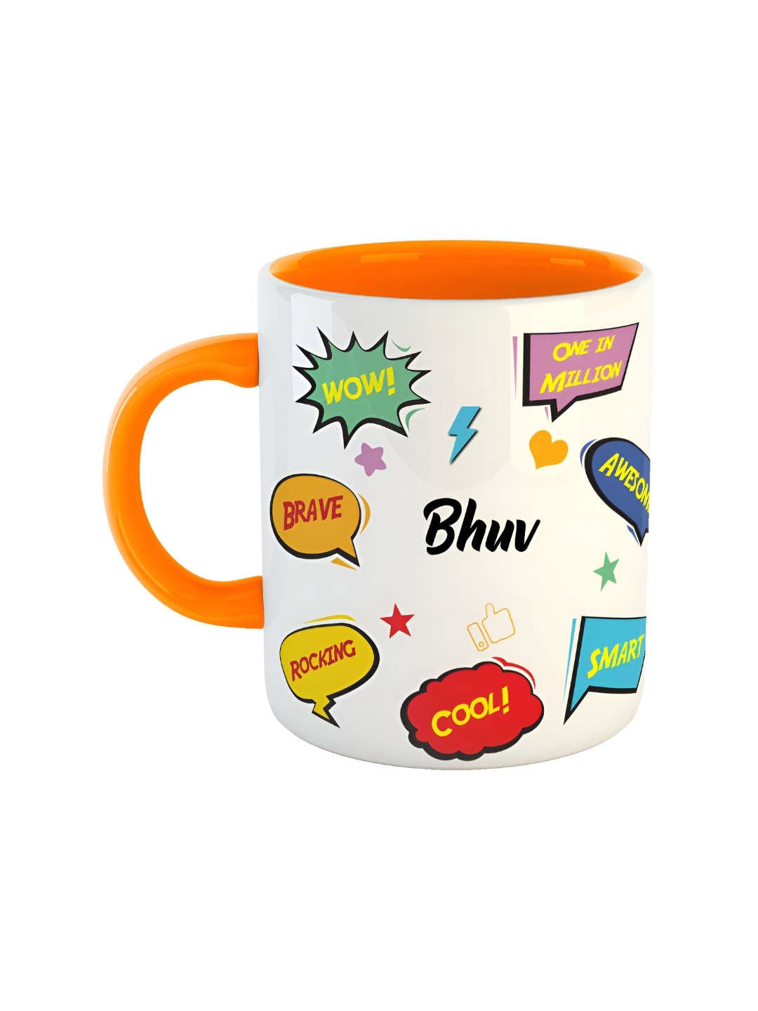 

ARTBUG Orange & White Text or Slogans Printed Ceramic Glossy Mug 350 ml