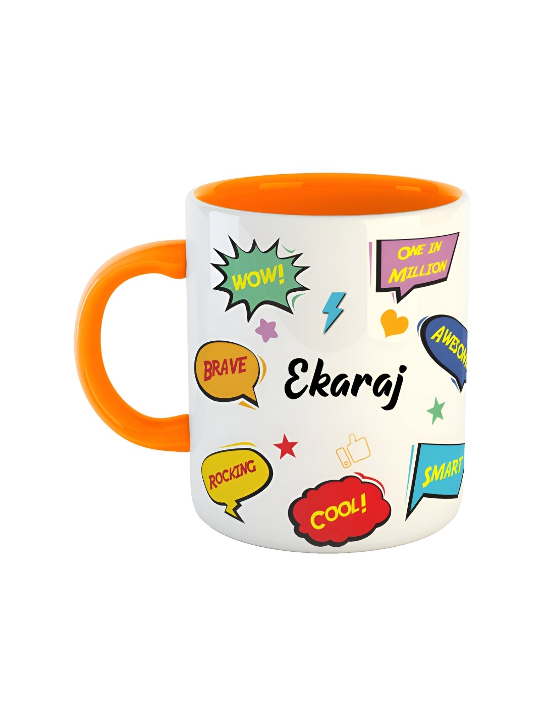 

ARTBUG Orange & White Typography Printed Ceramic Glossy Mug 350 ml