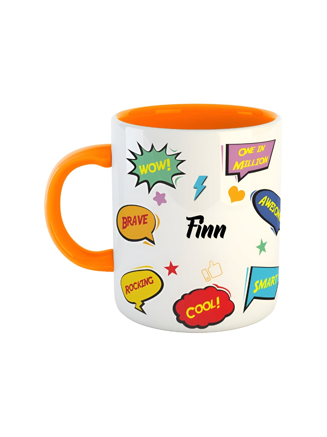 

ARTBUG Orange & White Printed Ceramic Glossy Personalized Mug 350 ml