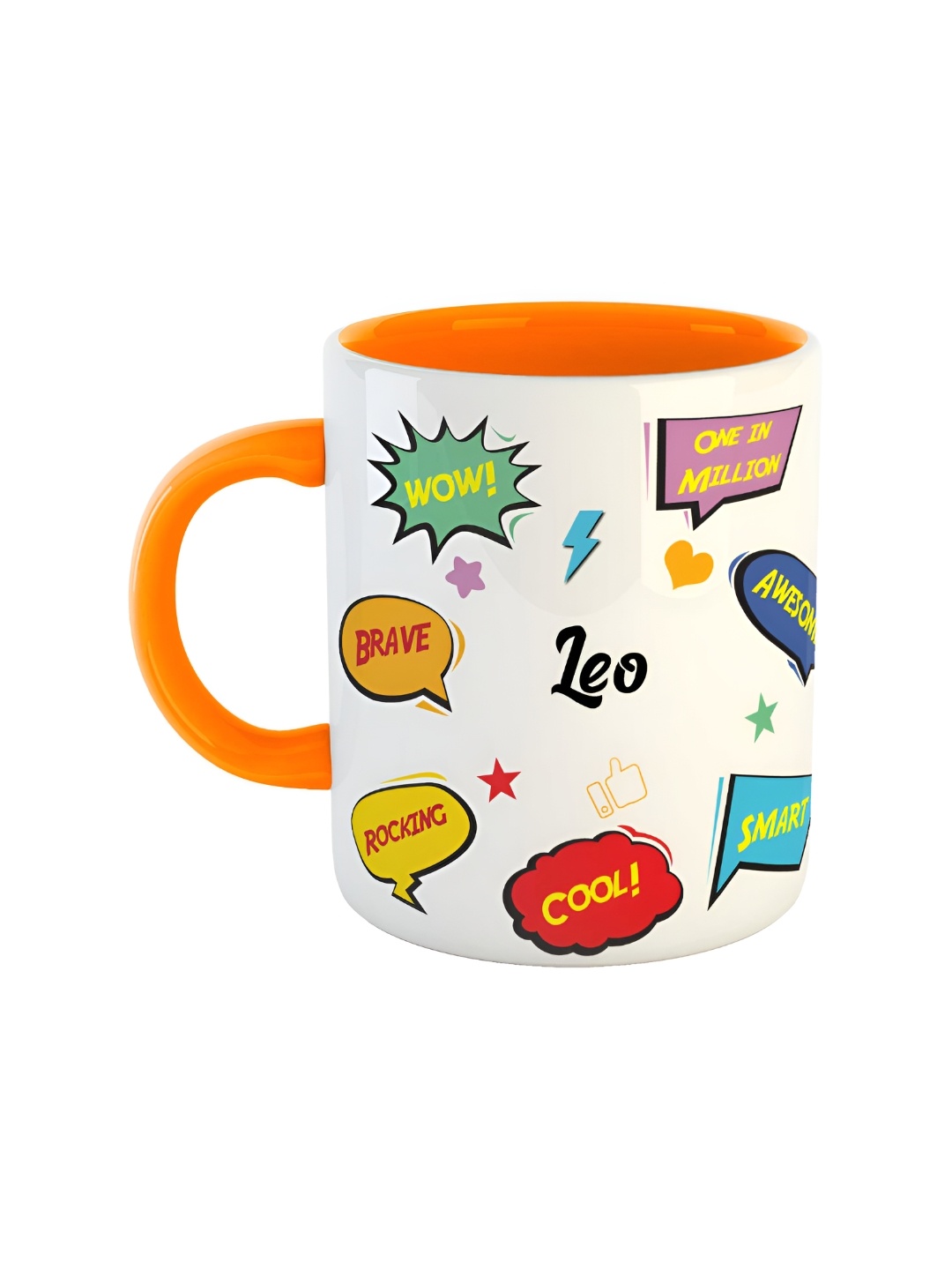 

ARTBUG Orange & White Typography Printed Ceramic Glossy Mug 350 ml