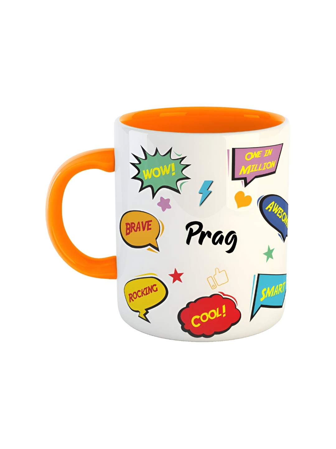 

ARTBUG Orange & White Text or Slogans Printed Ceramic Glossy Mug 350 ml