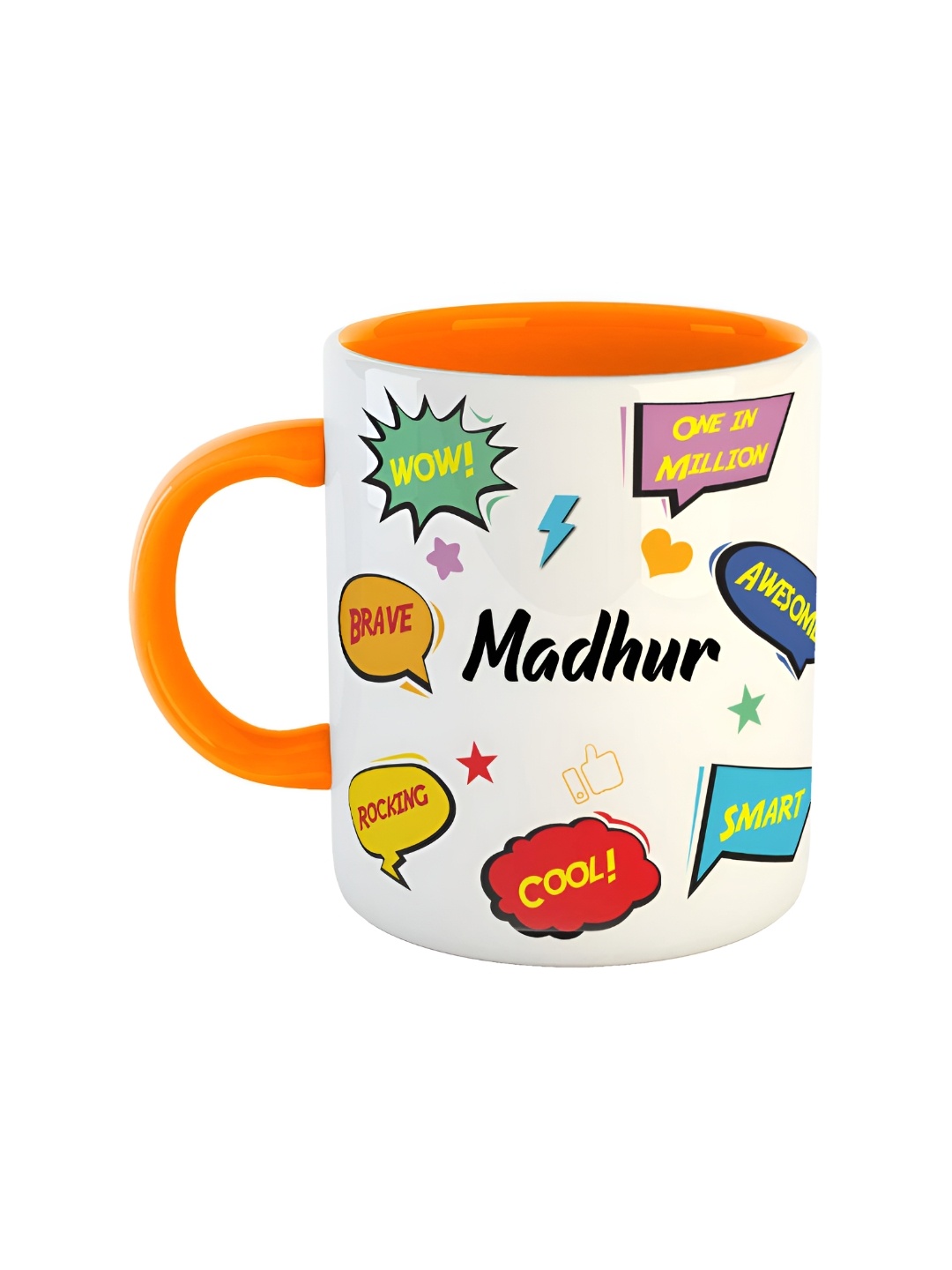 

ARTBUG Orange & White Typography Printed Ceramic Glossy Mug 350 ml