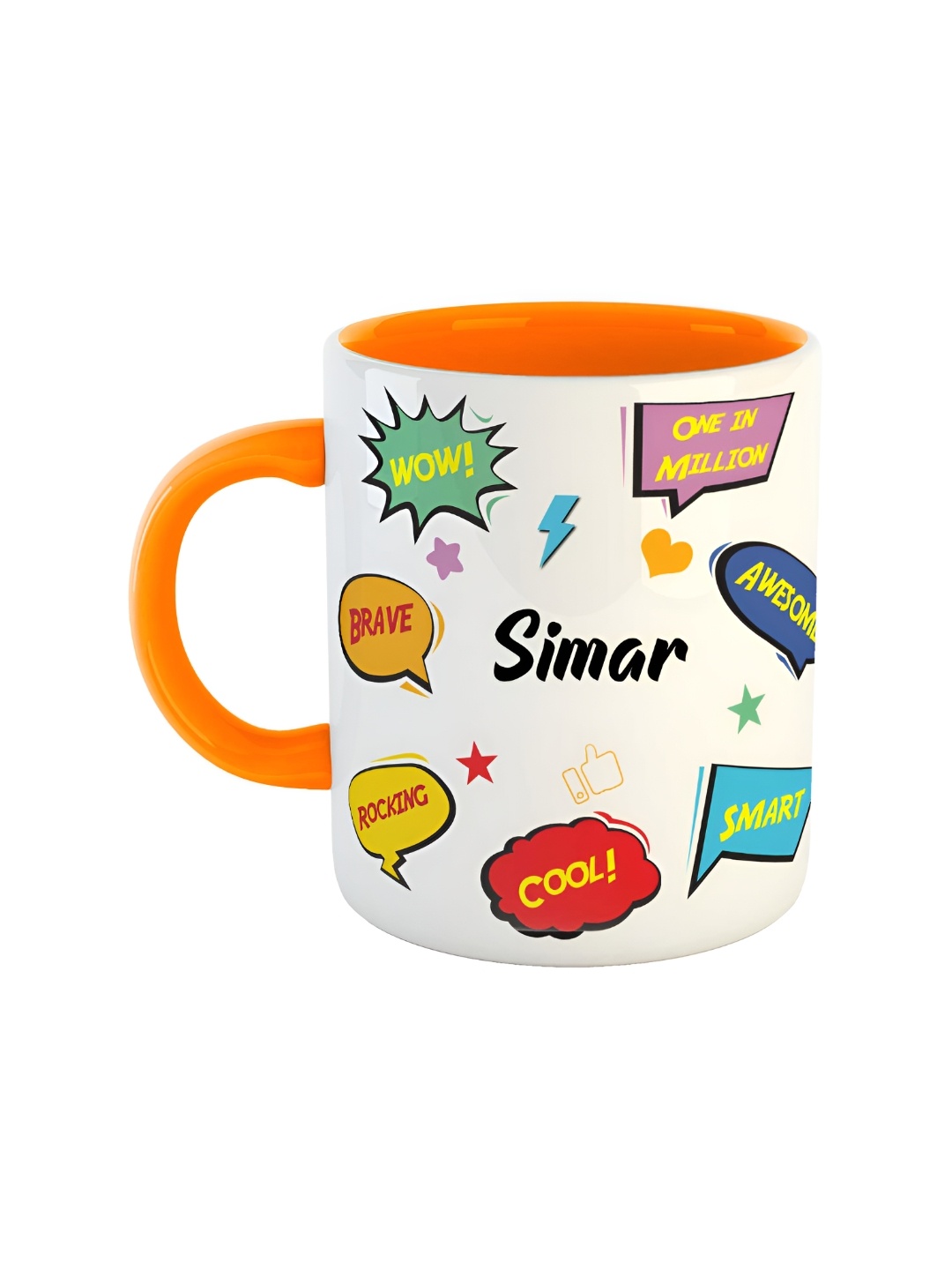 

ARTBUG Orange & White Printed Ceramic Glossy Personalized Mug 350 ml