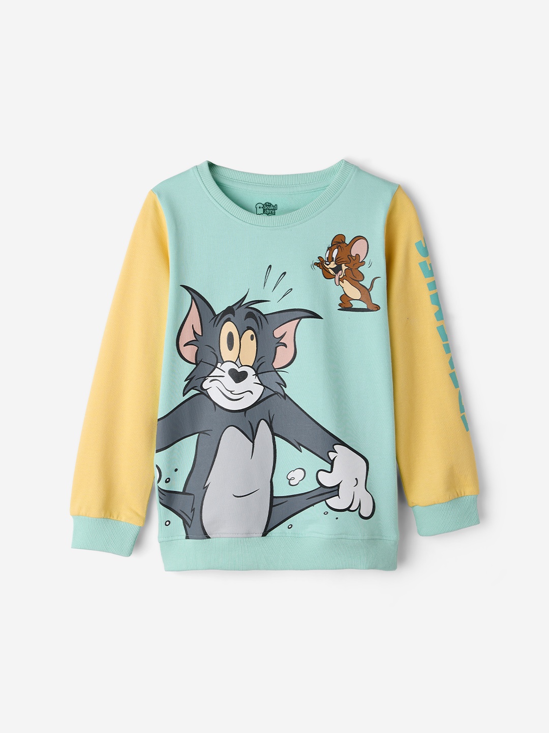 

The Souled Store Girls Green Tom & Jerry Printed Pure Cotton Casual T-shirt