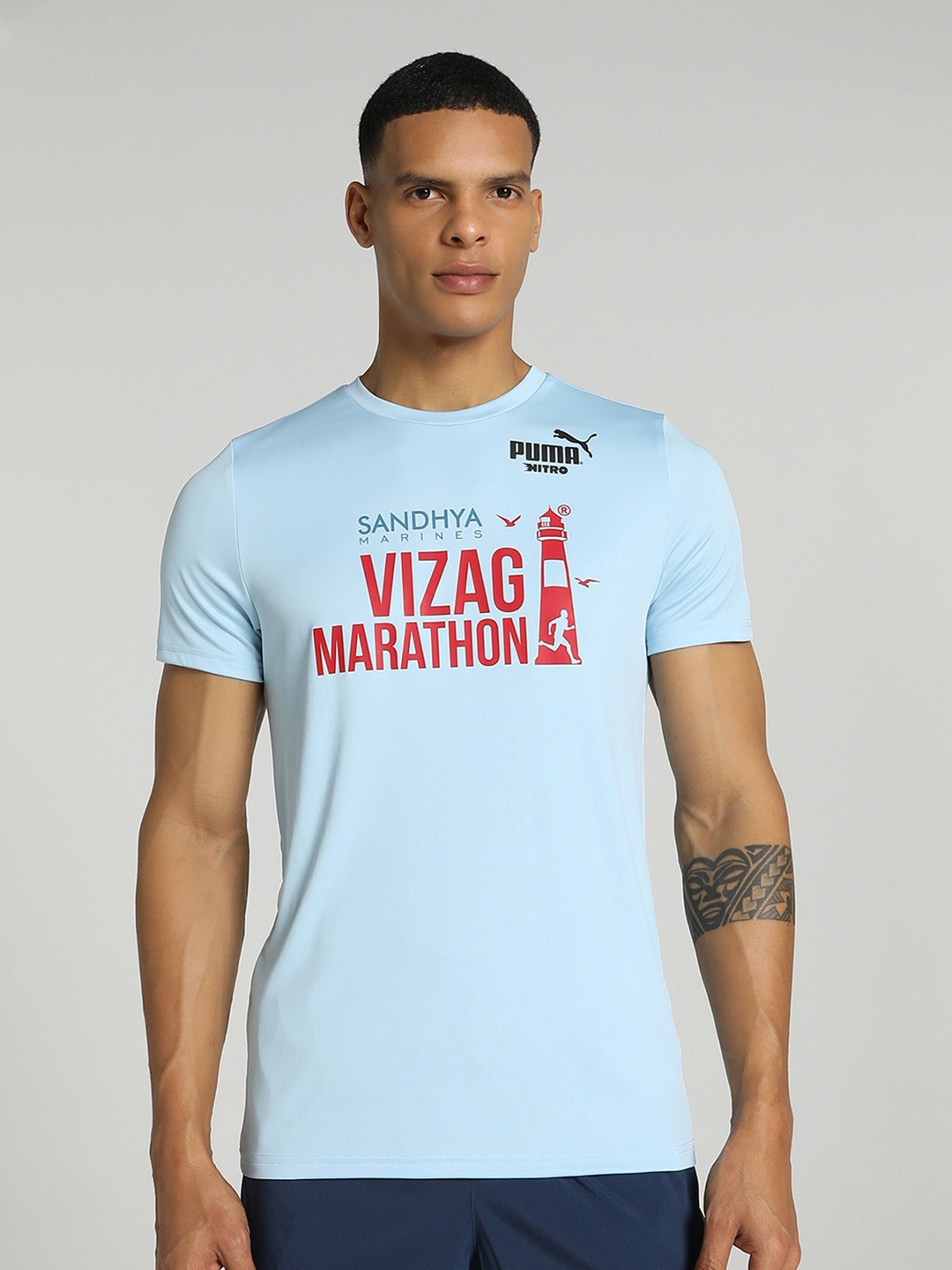 

Puma Vizag Marathon Printed Slim-Fit Tshirts, Blue