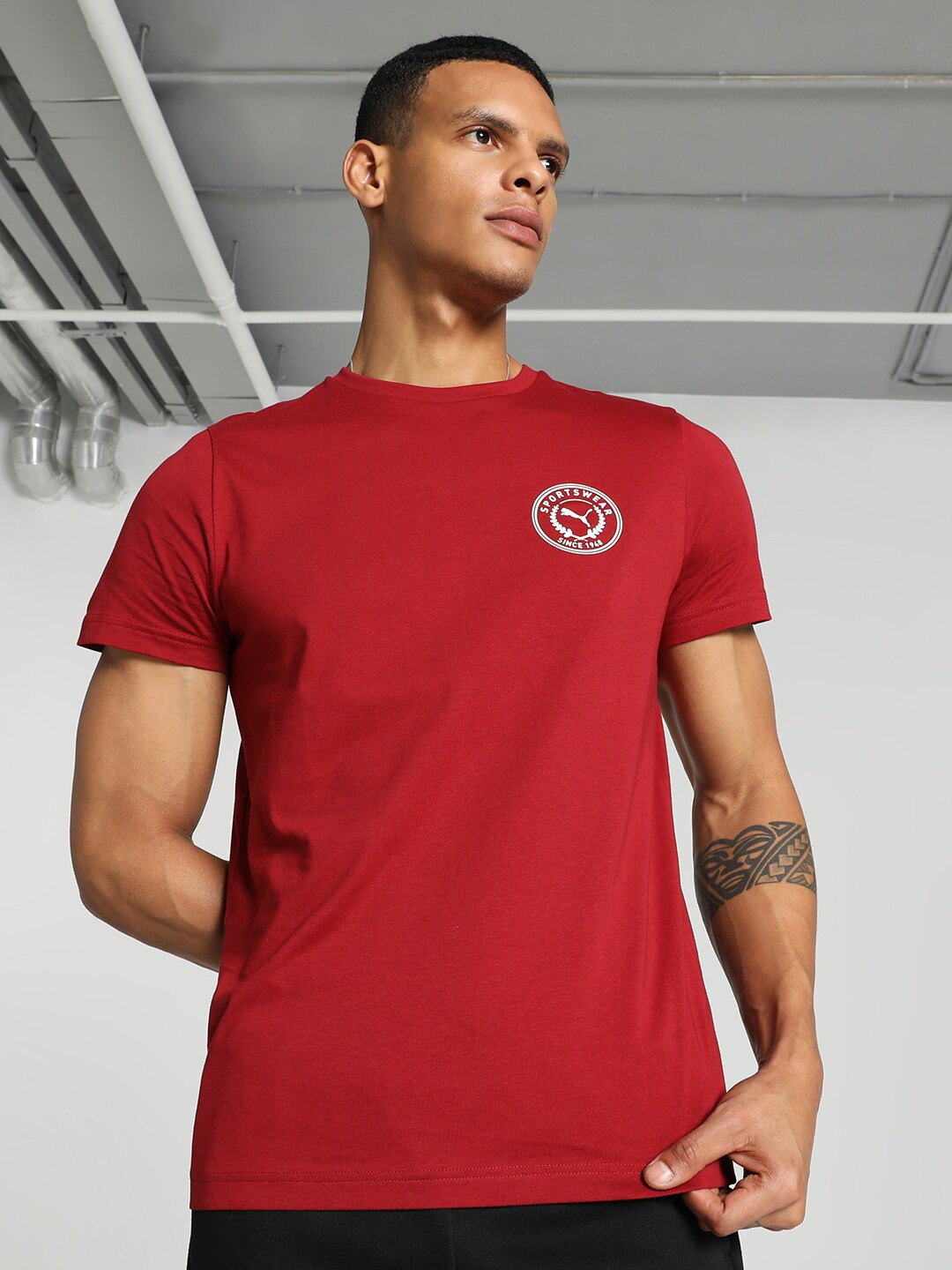 

Puma Varsity Graphic Printed Slim Fit T-shirt, Red