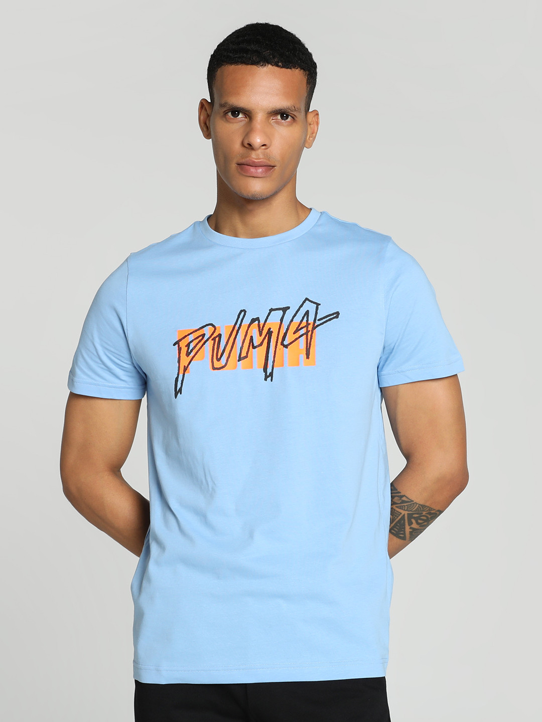 

Puma Typography Printed Cotton Slim-Fit T-Shirt, Blue