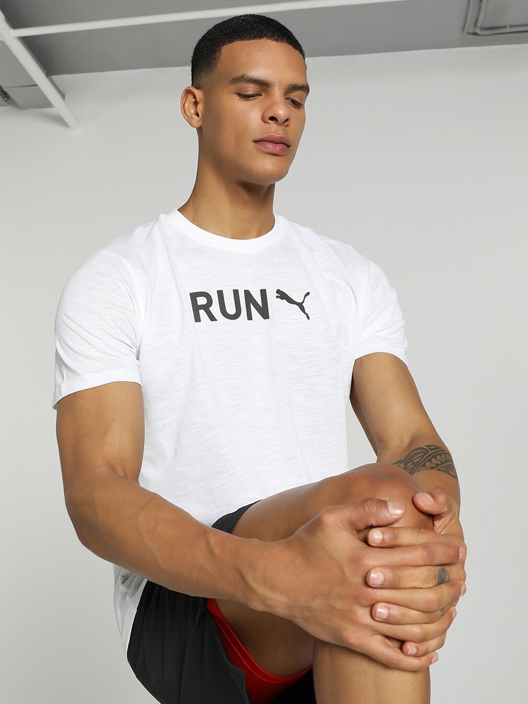 

Puma Run Graphic Printed Training T-shirt, White