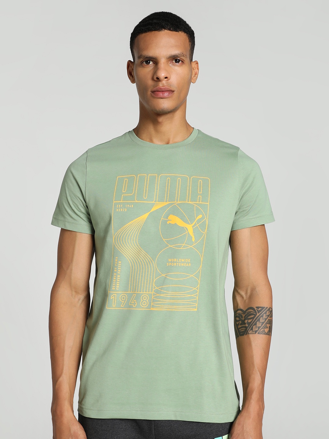 

Puma Sport Inspired Graphic Printed Cotton Slim-Fit T-Shirt, Green