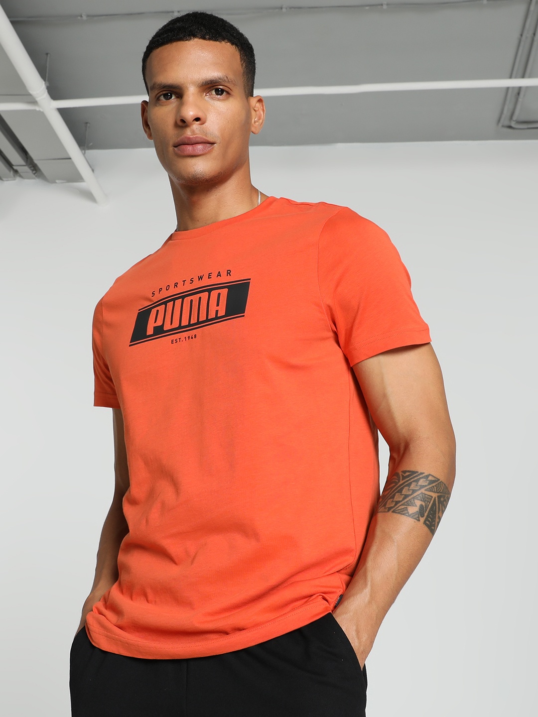 

Puma Varsity Graphic Printed Cotton Slim Fit T-shirt, Orange