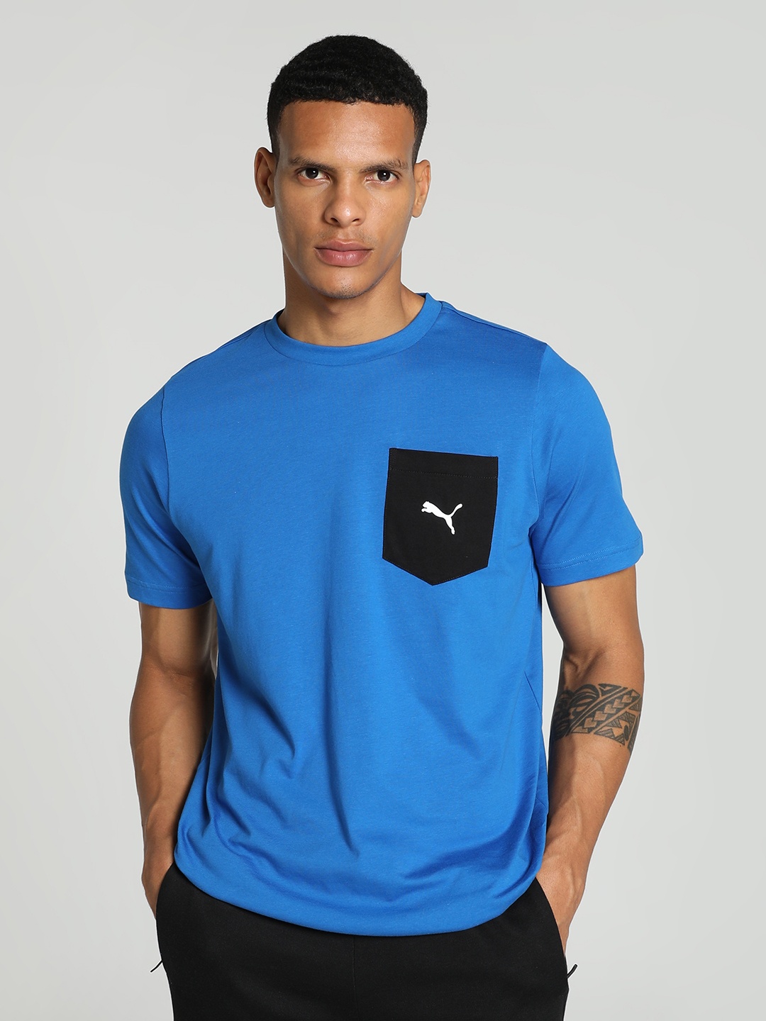 

Puma Contrast Pocket Brand Logo Printed Cotton Tshirts, Blue