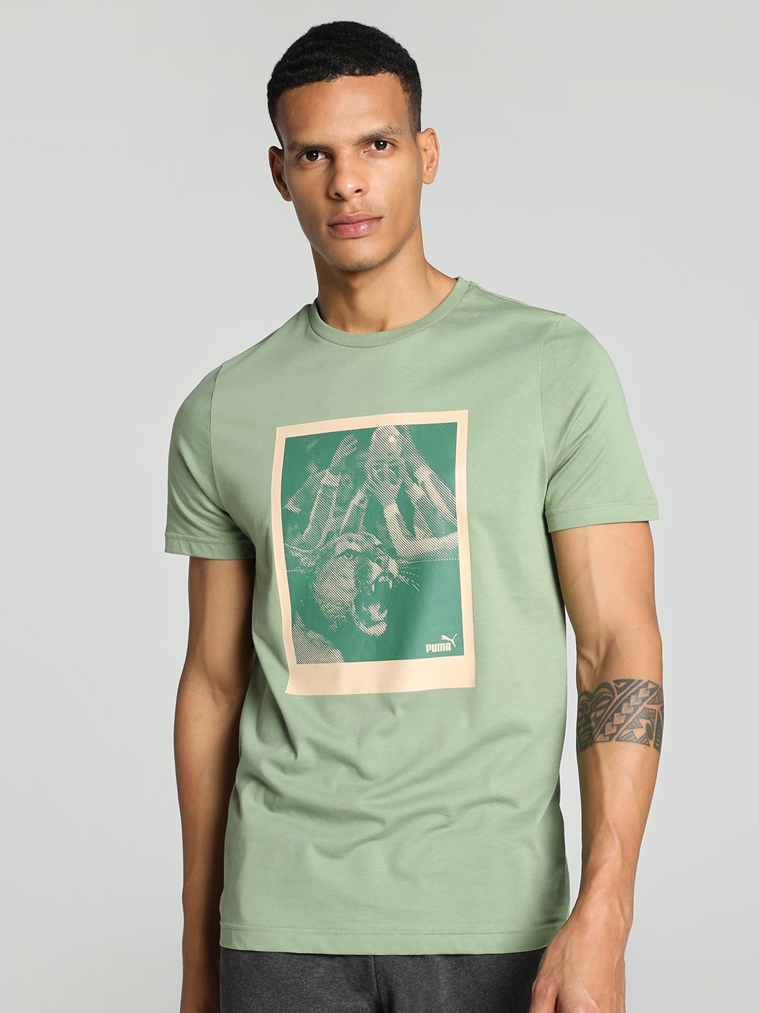 

Puma Sport Graphic Printed Slim Fit Cotton Tshirts, Green