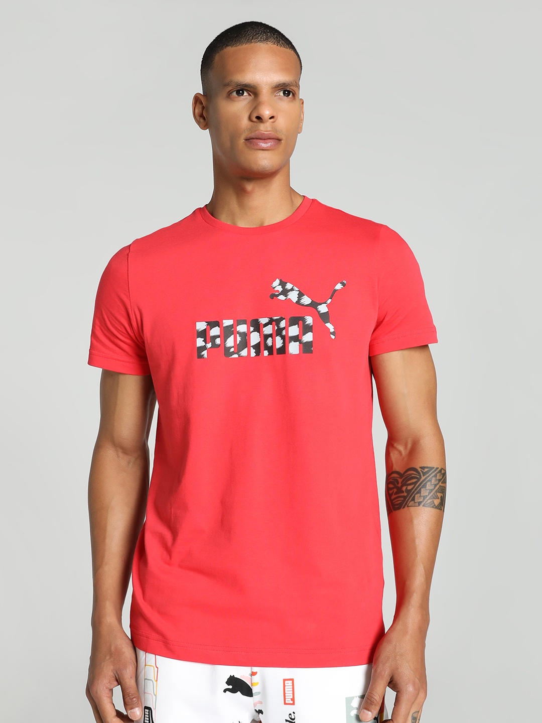 

Puma Camo Graphic Printed Slim Fit Cotton Tshirts, Red