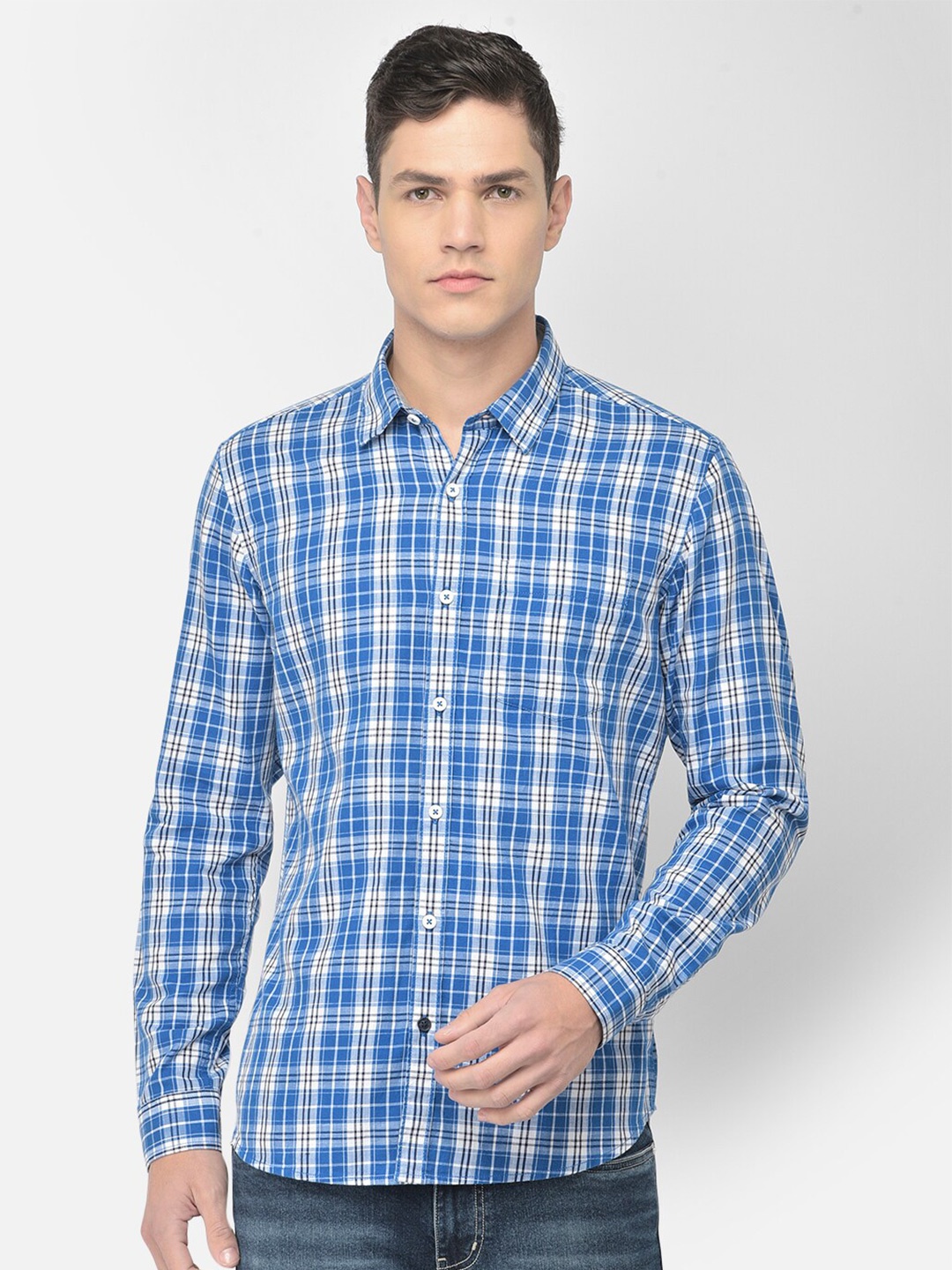 

Numero Uno Men Checks Slim Fit Shirt, Blue