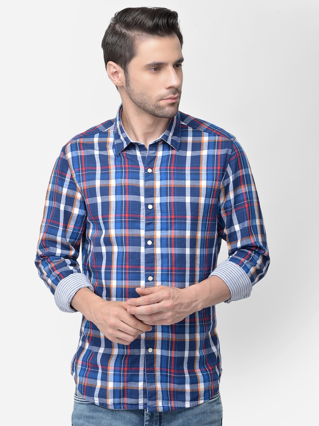 

Numero Uno Men Checks Slim Fit Shirt, Blue
