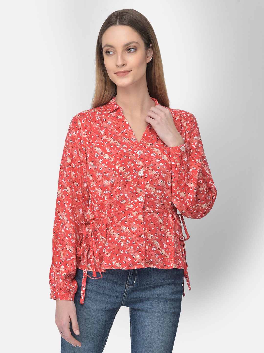

Numero Uno Floral Printed Opaque Cotton Casual Shirt, Red
