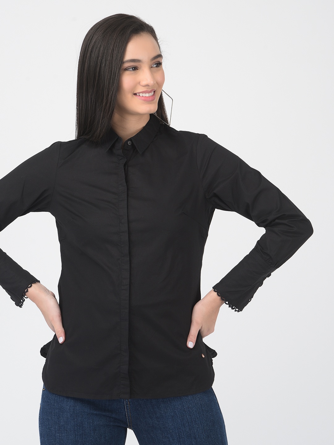 

Numero Uno Slim Fit Opaque Cotton Casual Shirt, Black