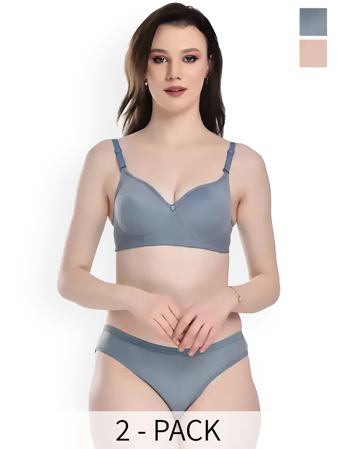 

AROUSY Pack Of 2 Cotton Lingerie Set, Blue