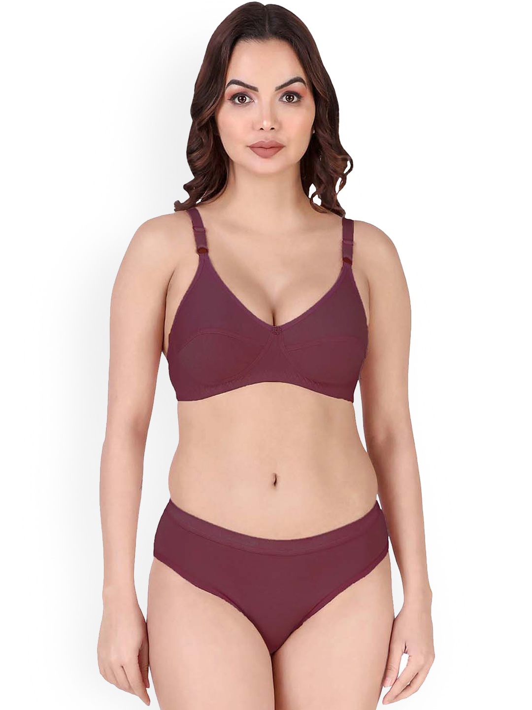 

AROUSY Non Padded Cotton Lingerie Set, Maroon