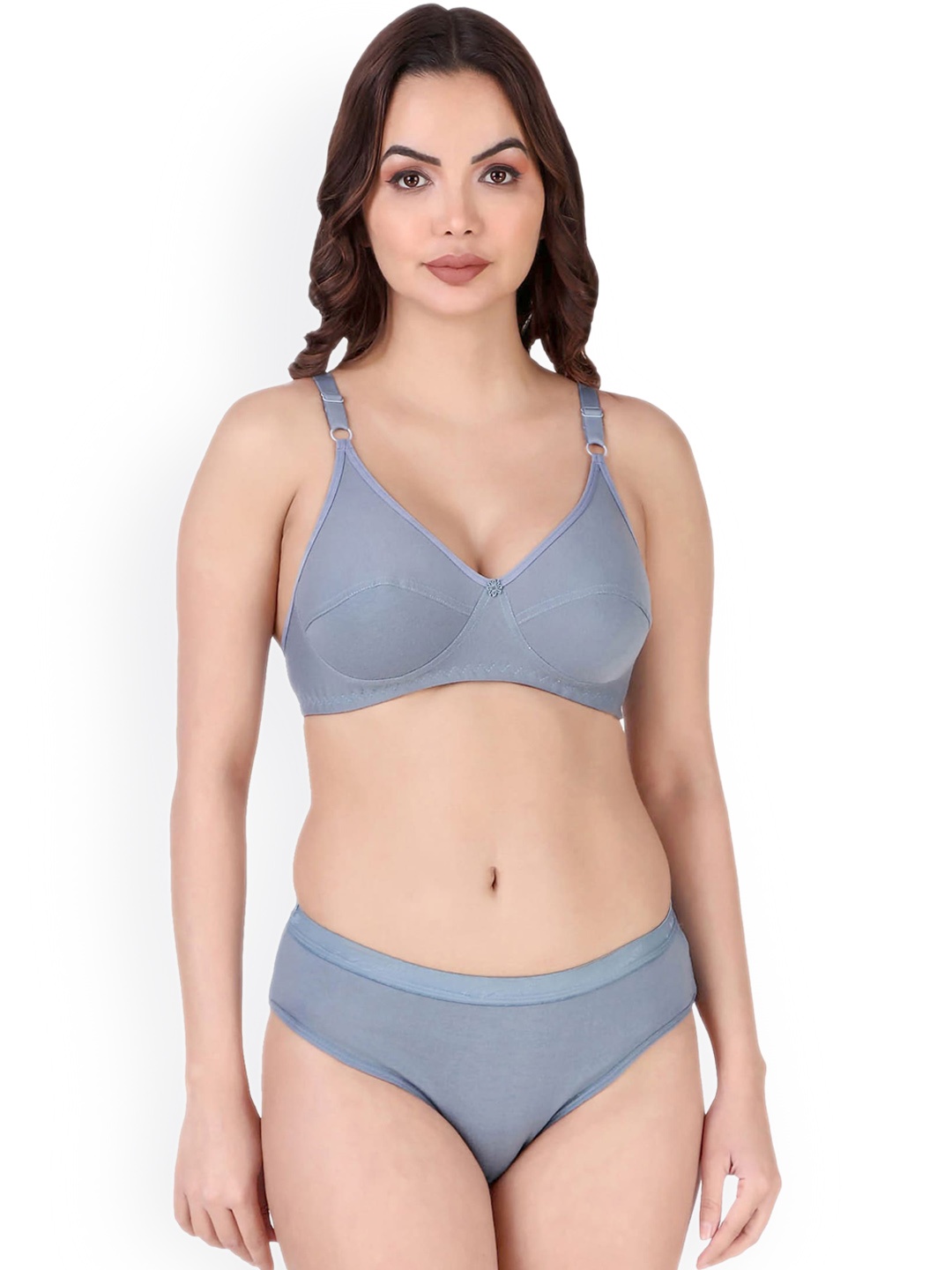 AROUSY Non Padded Cotton Lingerie Set, Blue
