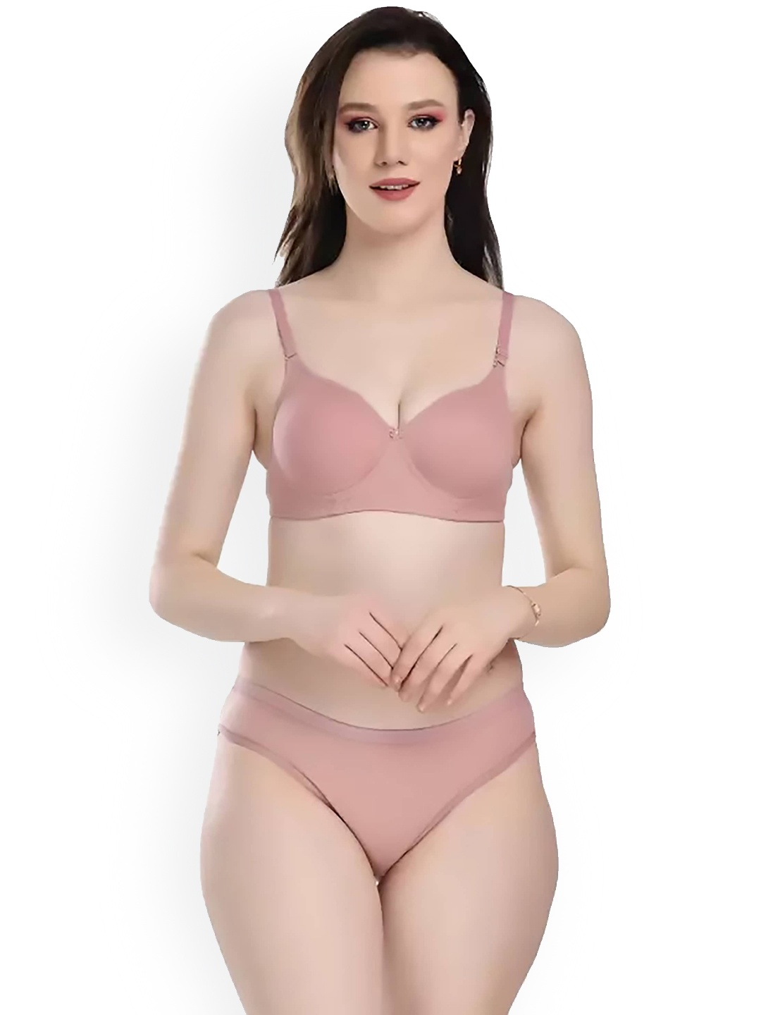 

AROUSY Non-Padded Cotton Lingerie Set, Pink