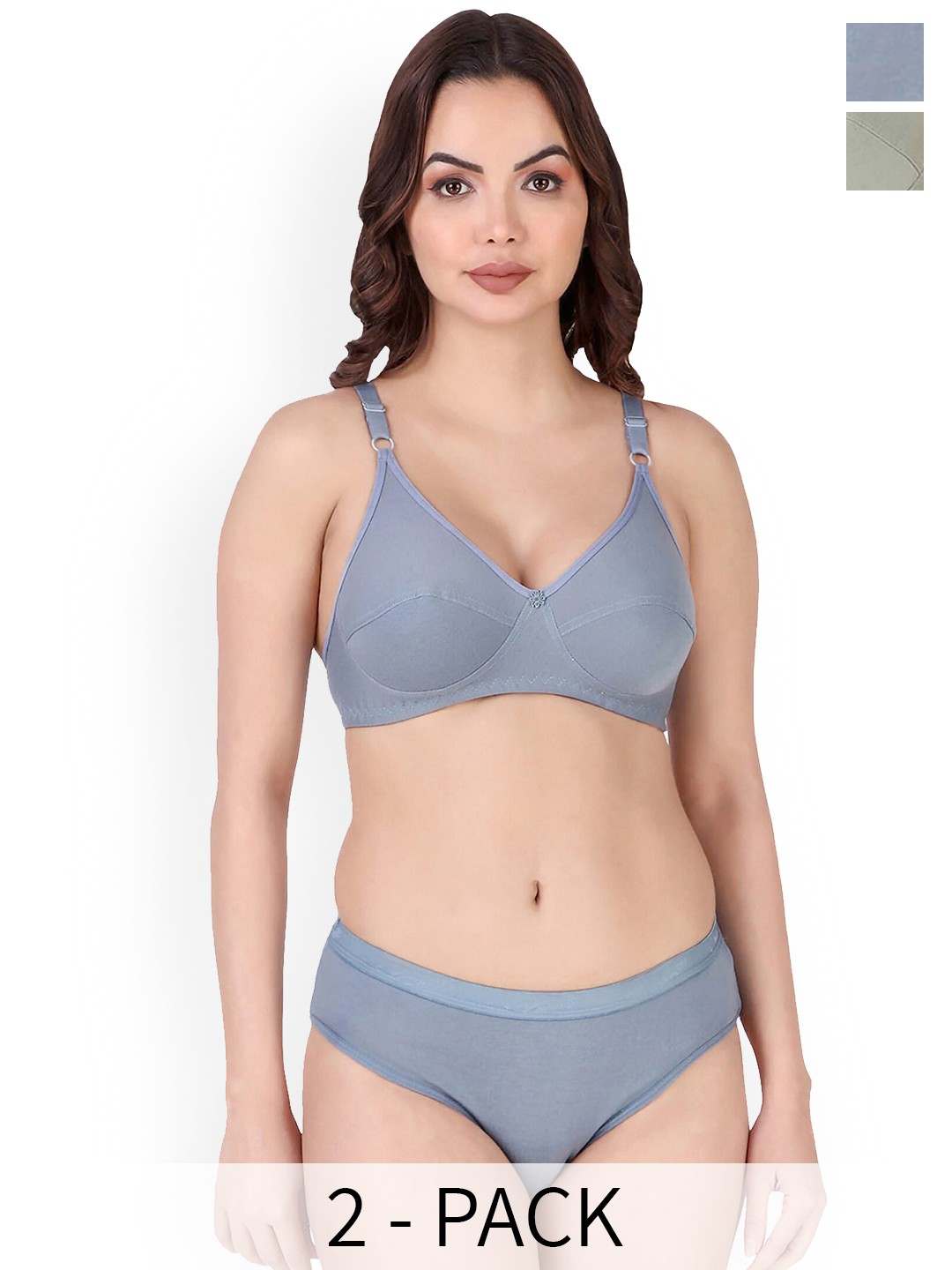 

AROUSY Pack Of 2 Cotton Lingerie Set, Green
