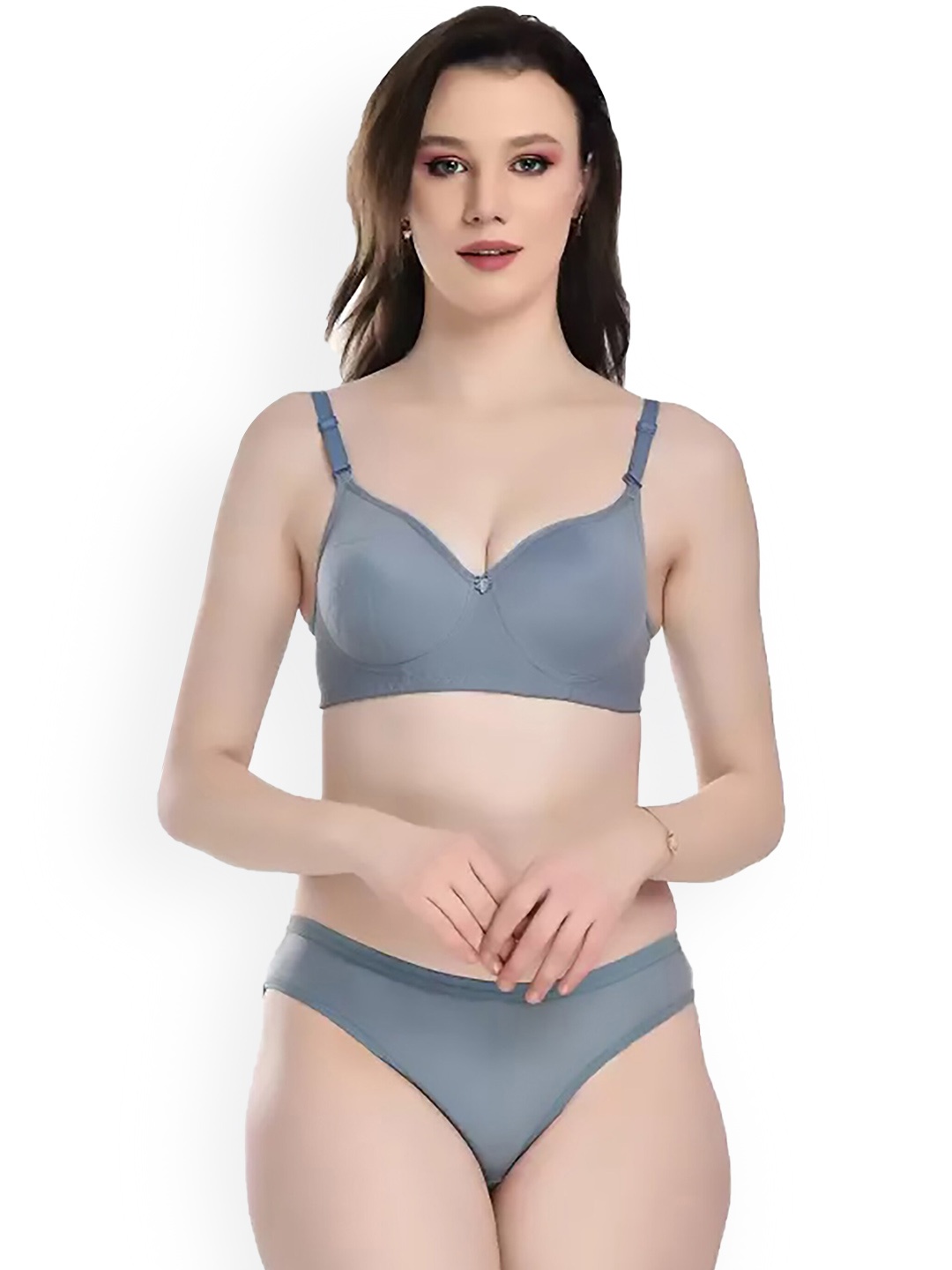 

AROUSY Non Padded Cotton Lingerie Set, Blue