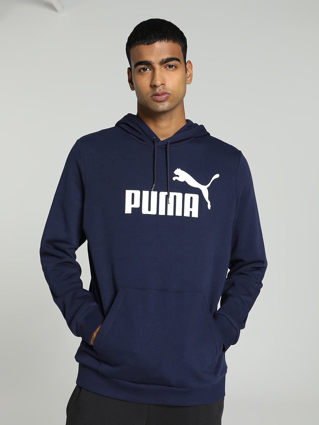 

Puma Brand Logo Printed Cotton Hooded Sweatshirt, Blue