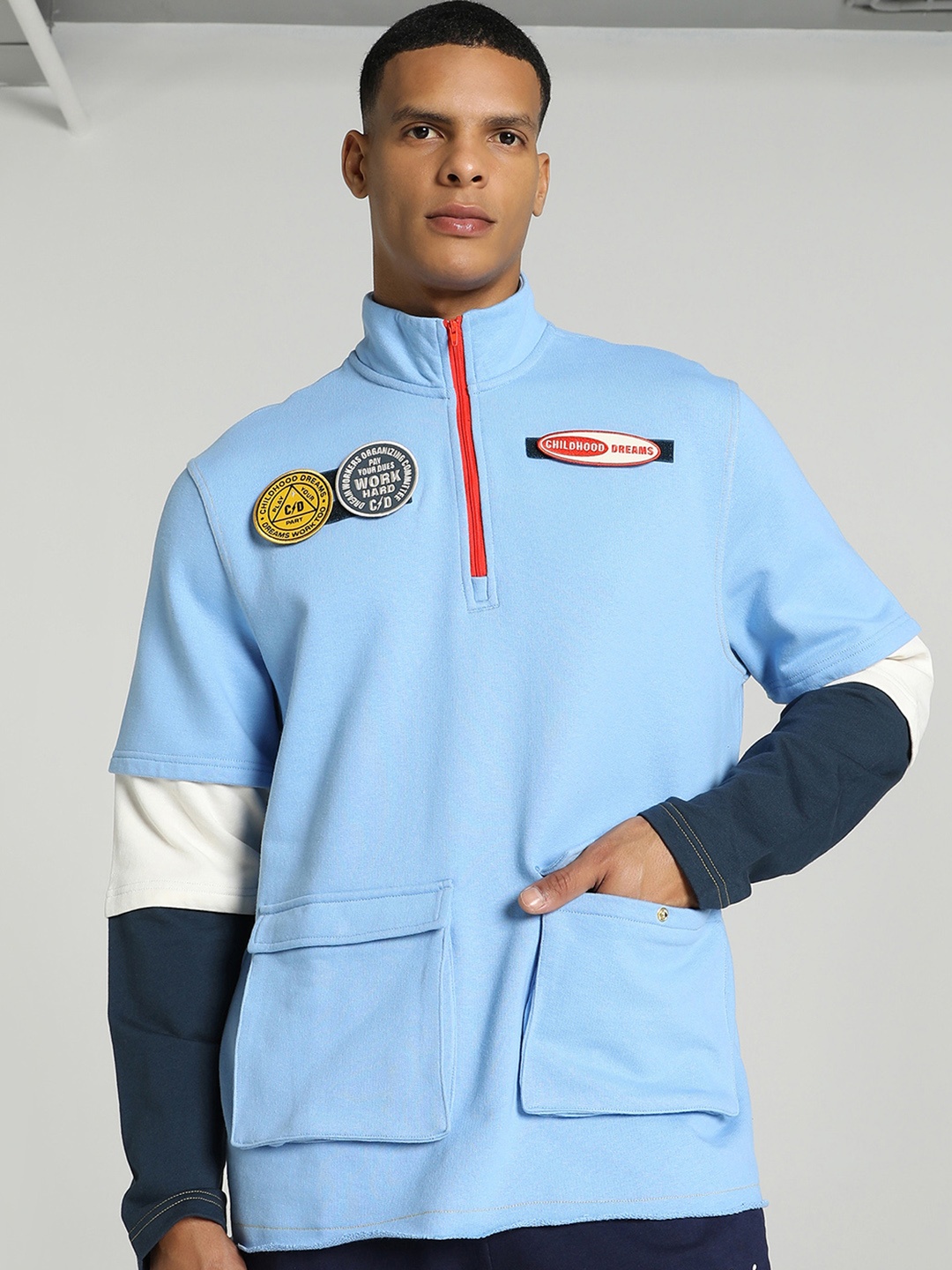 

Puma x CHILDHOOD DREAMS Quarter-Zip Pure Cotton Sweatshirt, Blue