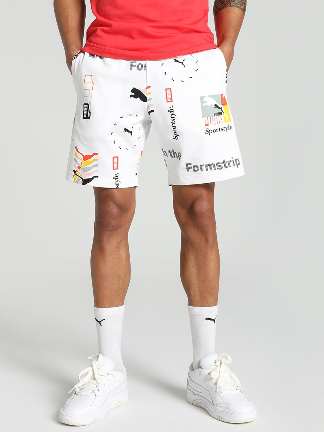 

Puma CLASSICS BRAND LOVE Men Printed Cotton Sports Shorts, White