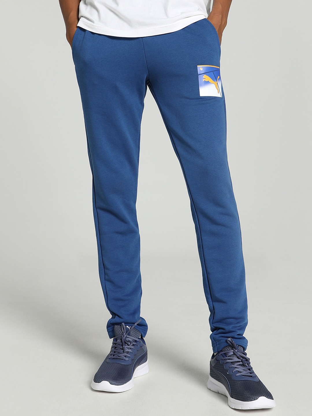 

Puma Men Sport Graphic Printed Cotton Slim-Fit Track Pants, Blue