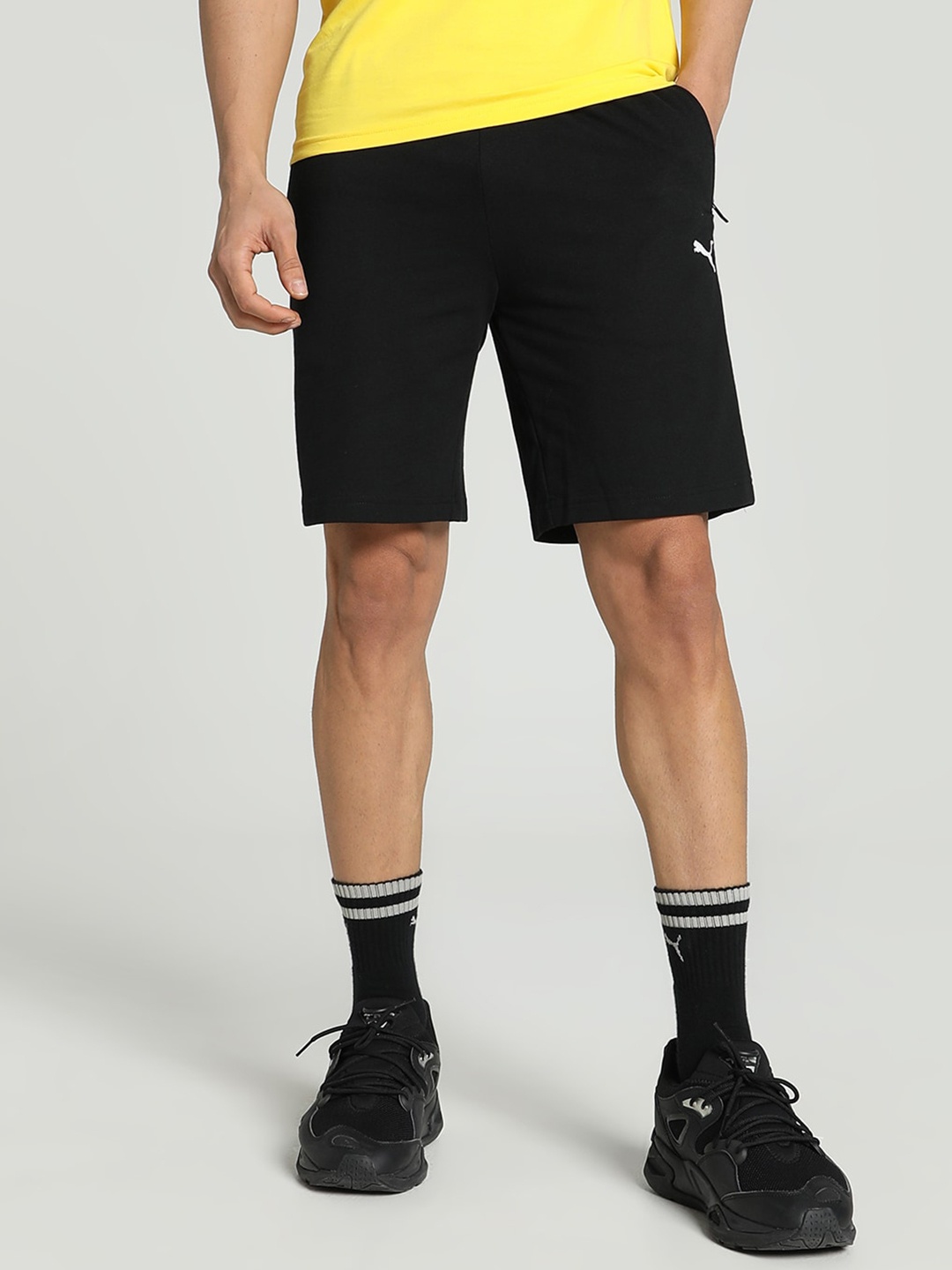 

Puma Zippered BT Men Mid Rise Cotton Sports Shorts, Black